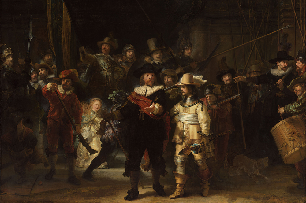 Een Wanddecoratie The Night Watch by Rembrandt van Rijn 148x98cm Dibond wit koop je bij Meubels and More