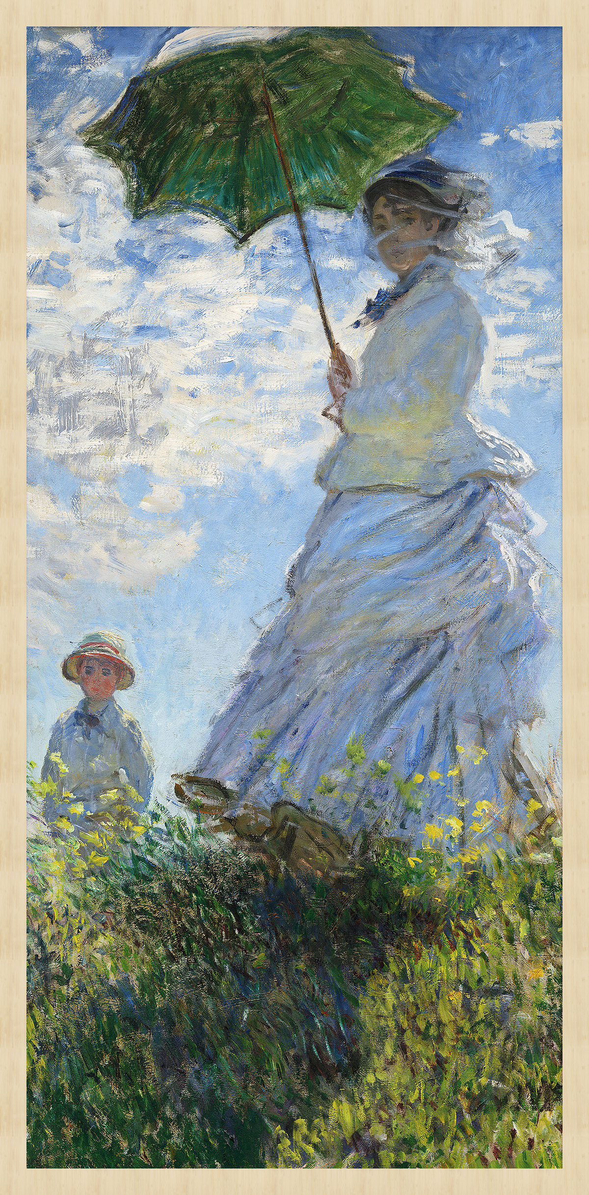 Een Wanddecoratie Woman with a Parasol ΓÇô Madame Monet and Her Son door Claude Monet 48x98cm Forex met blanke lijst koop je bij Meubels and More