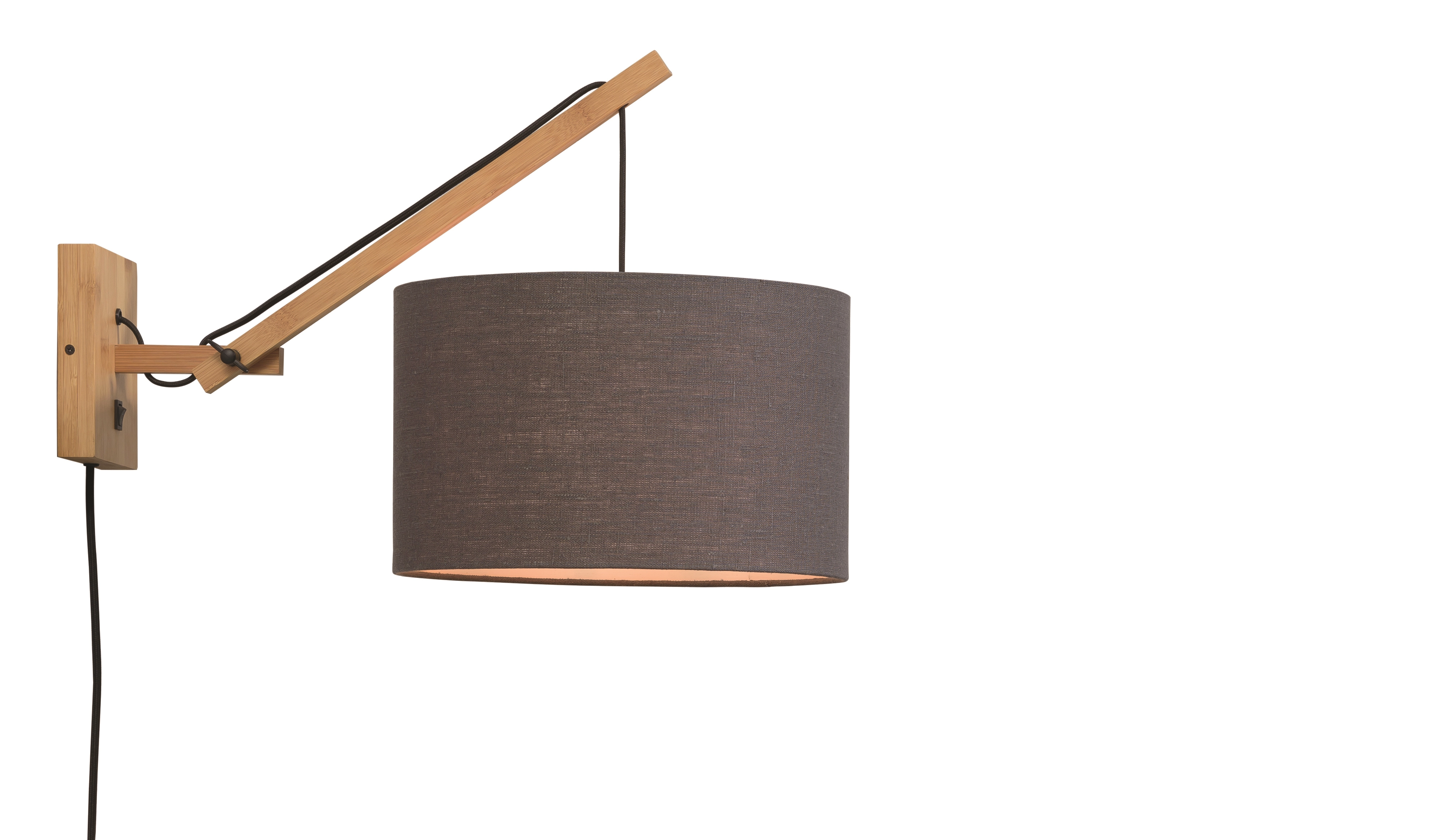 Een Wandlamp Andes bamboe nat. kap 32x20cm eco linnen d.grijs S koop je bij Meubels and More