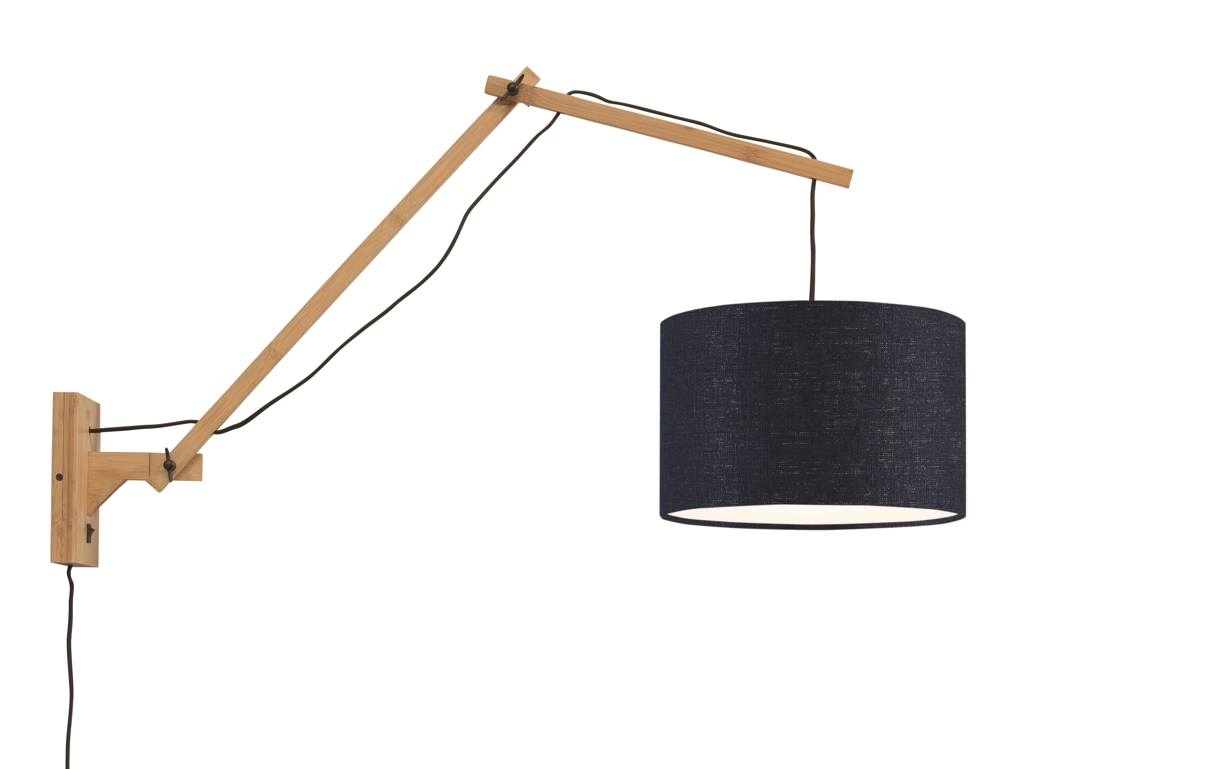 Een Wandlamp Andes bamboe nat. kap 33x20cm ecolin bl.denim L koop je bij Meubels and More