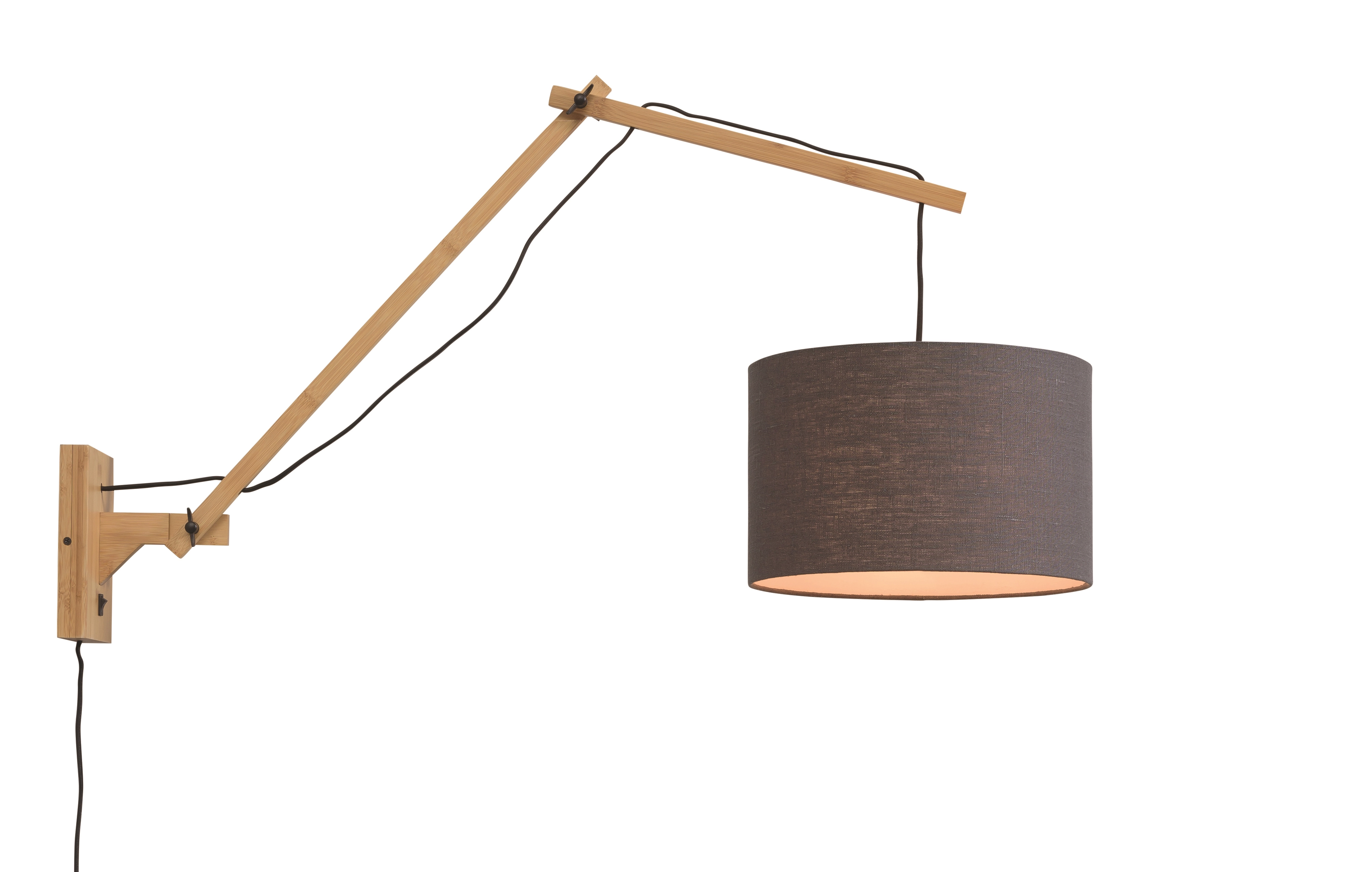 Een Wandlamp Andes bamboe nat. kap 33x20cm ecolin d.grijs L koop je bij Meubels and More