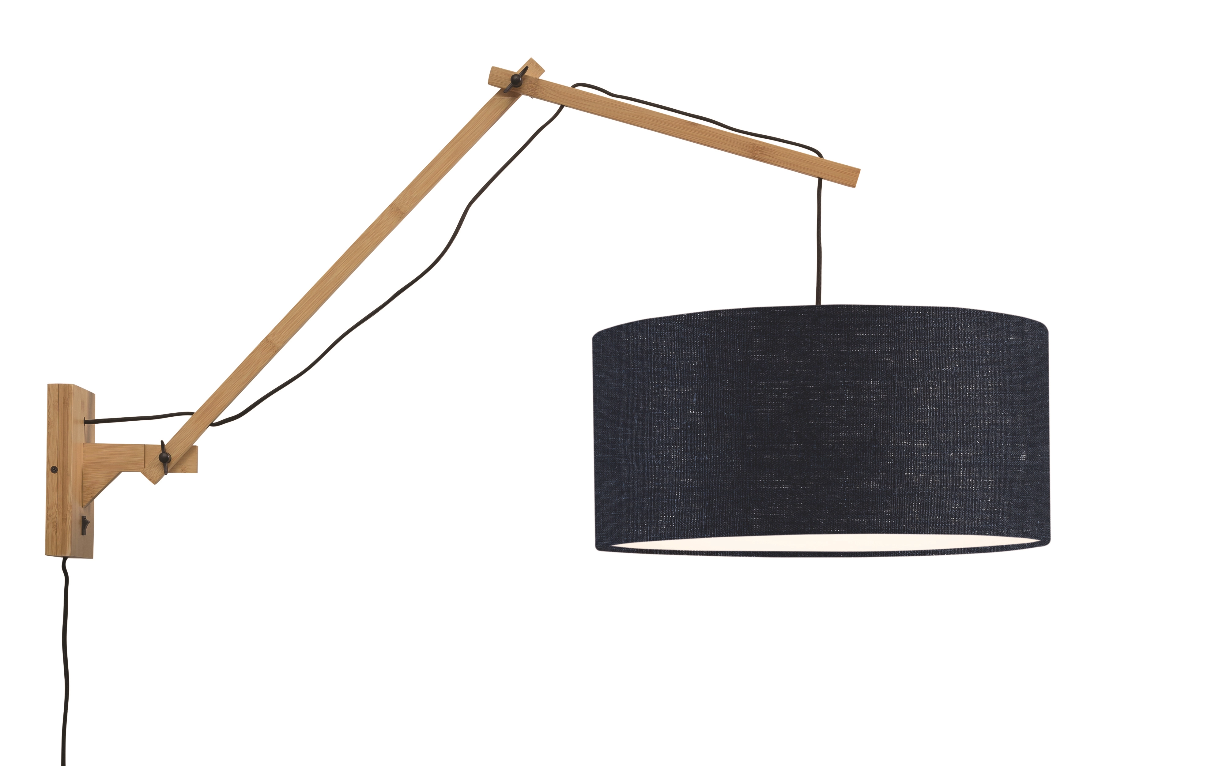 Een Wandlamp Andes bamboe nat. kap 47x23cm ecolin bl.denim L koop je bij Meubels and More