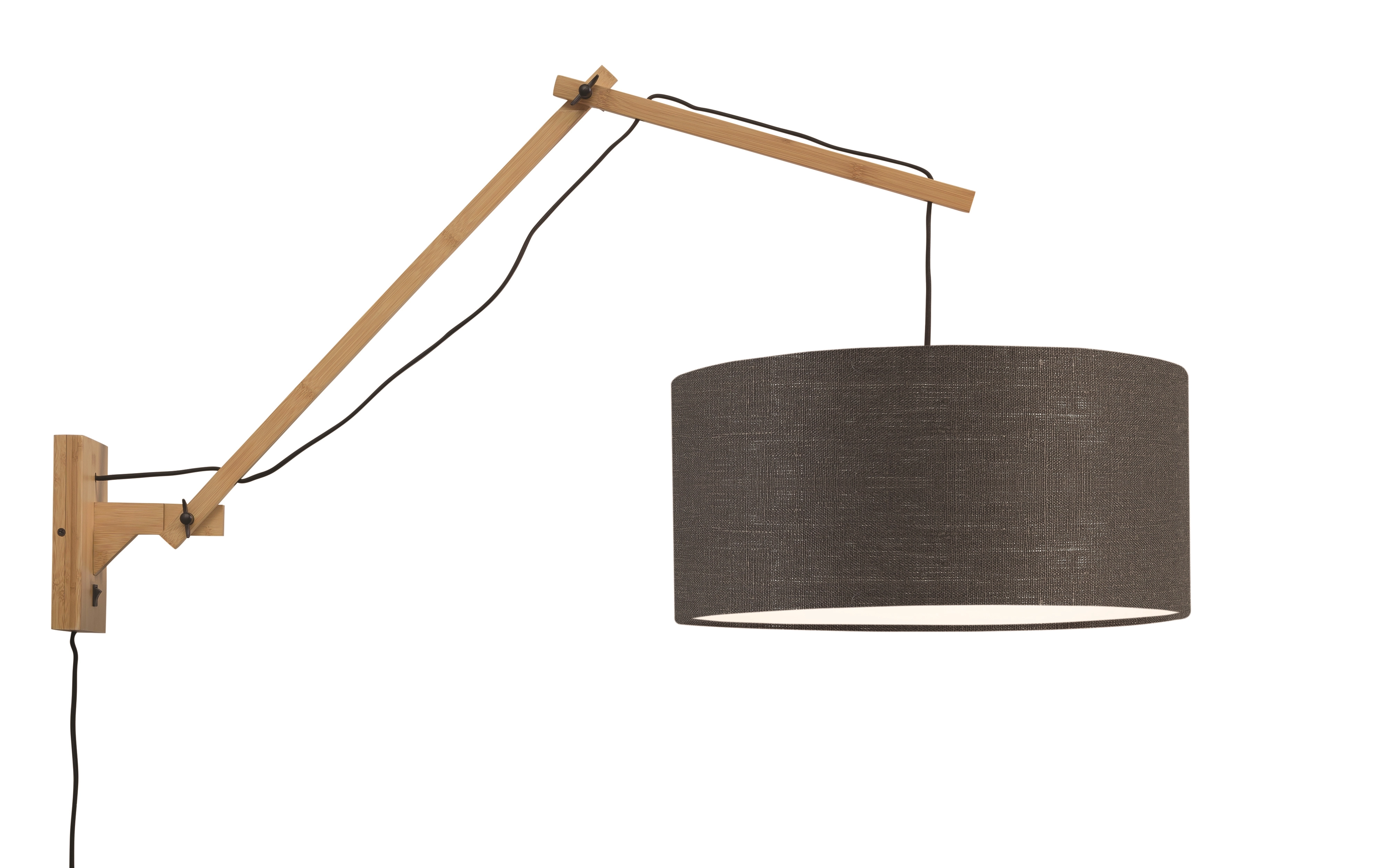 Een Wandlamp Andes bamboe nat. kap 47x23cm ecolin d.grijs L koop je bij Meubels and More