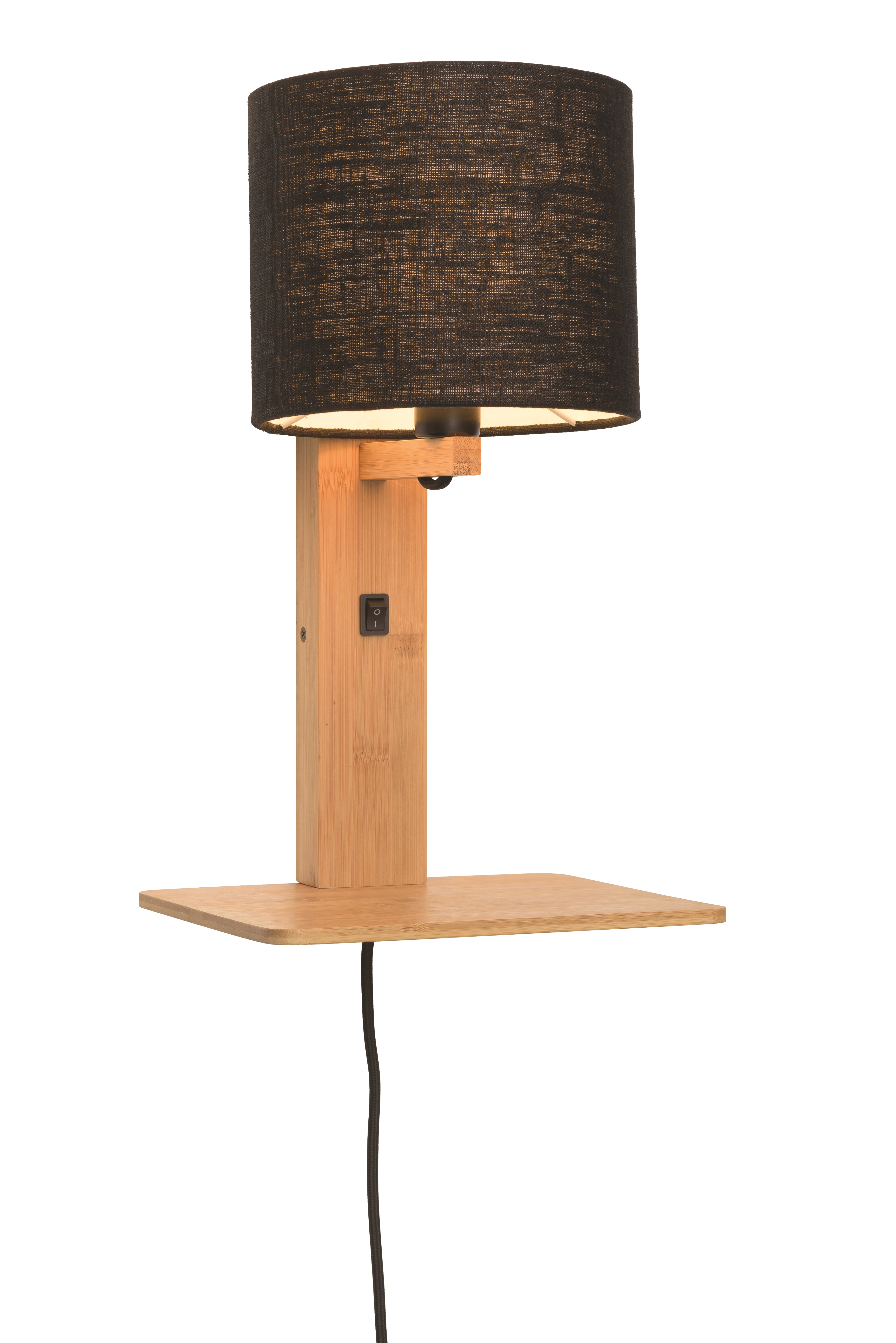 Een Wandlamp Andes bamboe nat plank kap 18x15cm ecolin zw. koop je bij Meubels and More