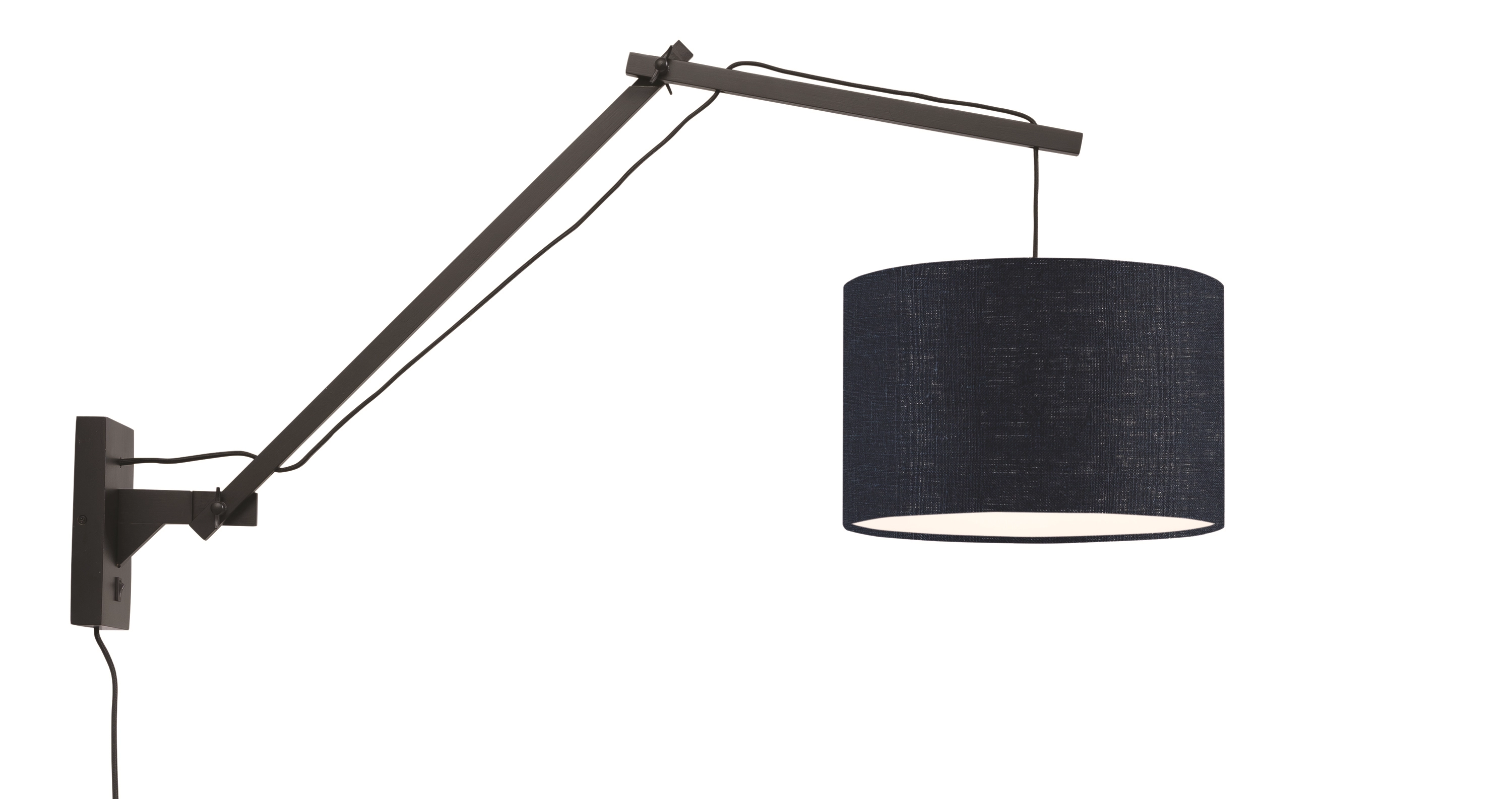 Een Wandlamp Andes bamboe zw. kap 33x20cm ecolin bl.denim L koop je bij Meubels and More