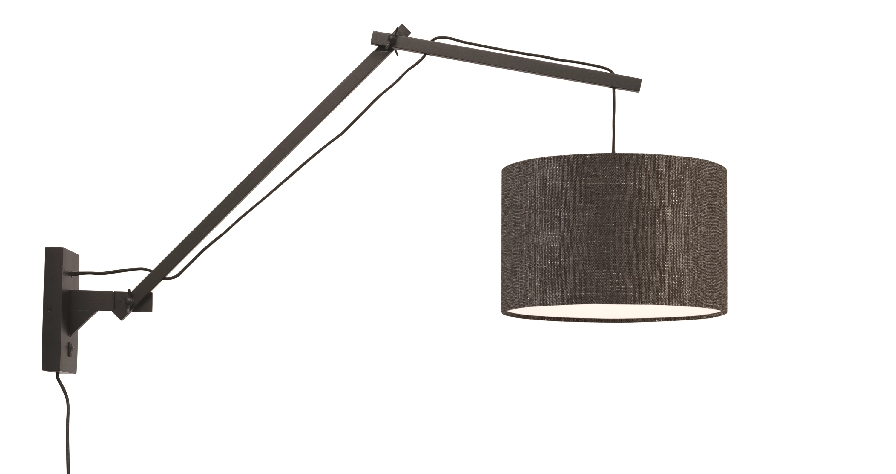 Een Wandlamp Andes bamboe zw. kap 33x20cm ecolin d.grijs L koop je bij Meubels and More