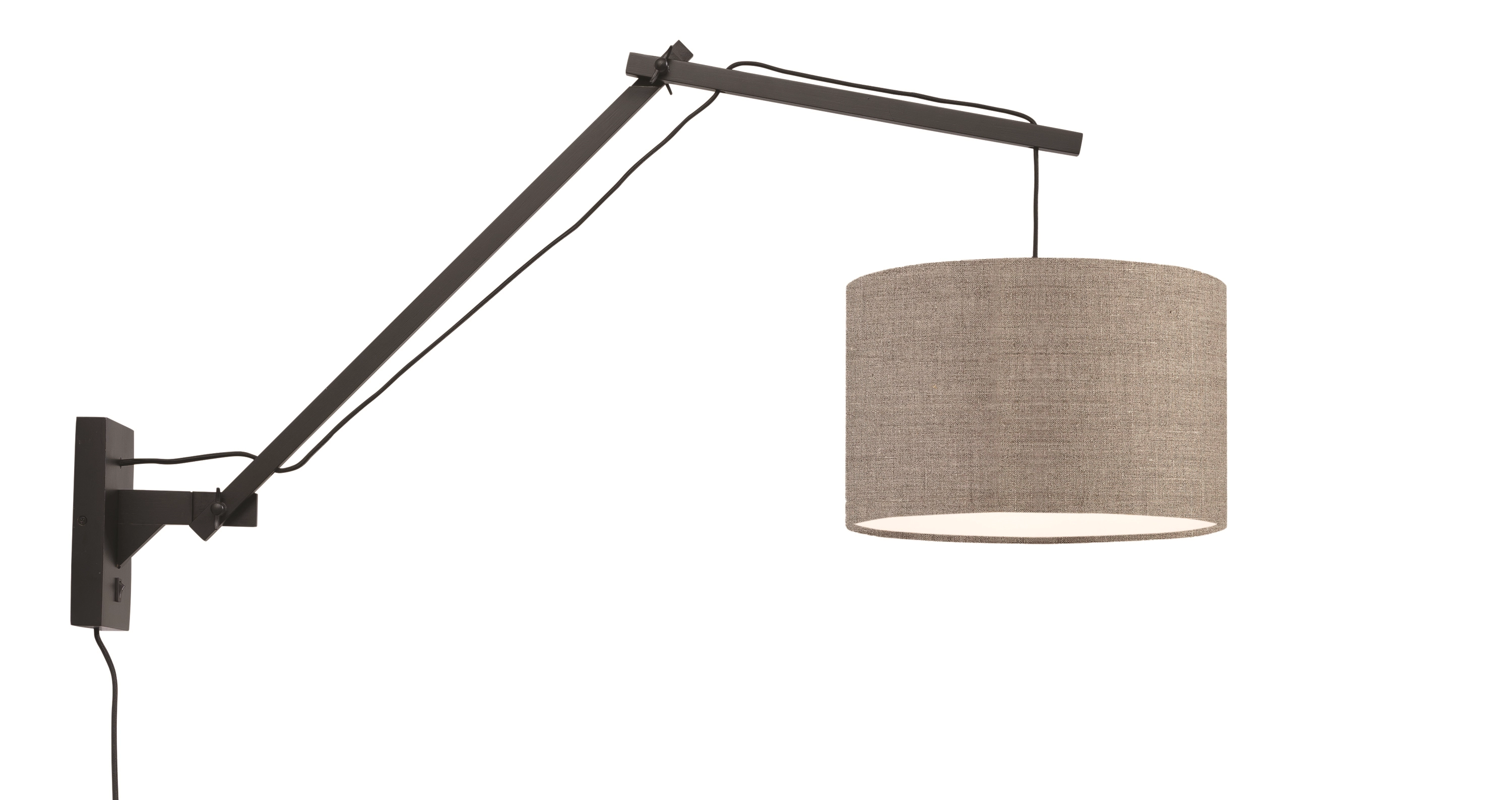 Een Wandlamp Andes bamboe zw. kap 33x20cm ecolin donker L koop je bij Meubels and More