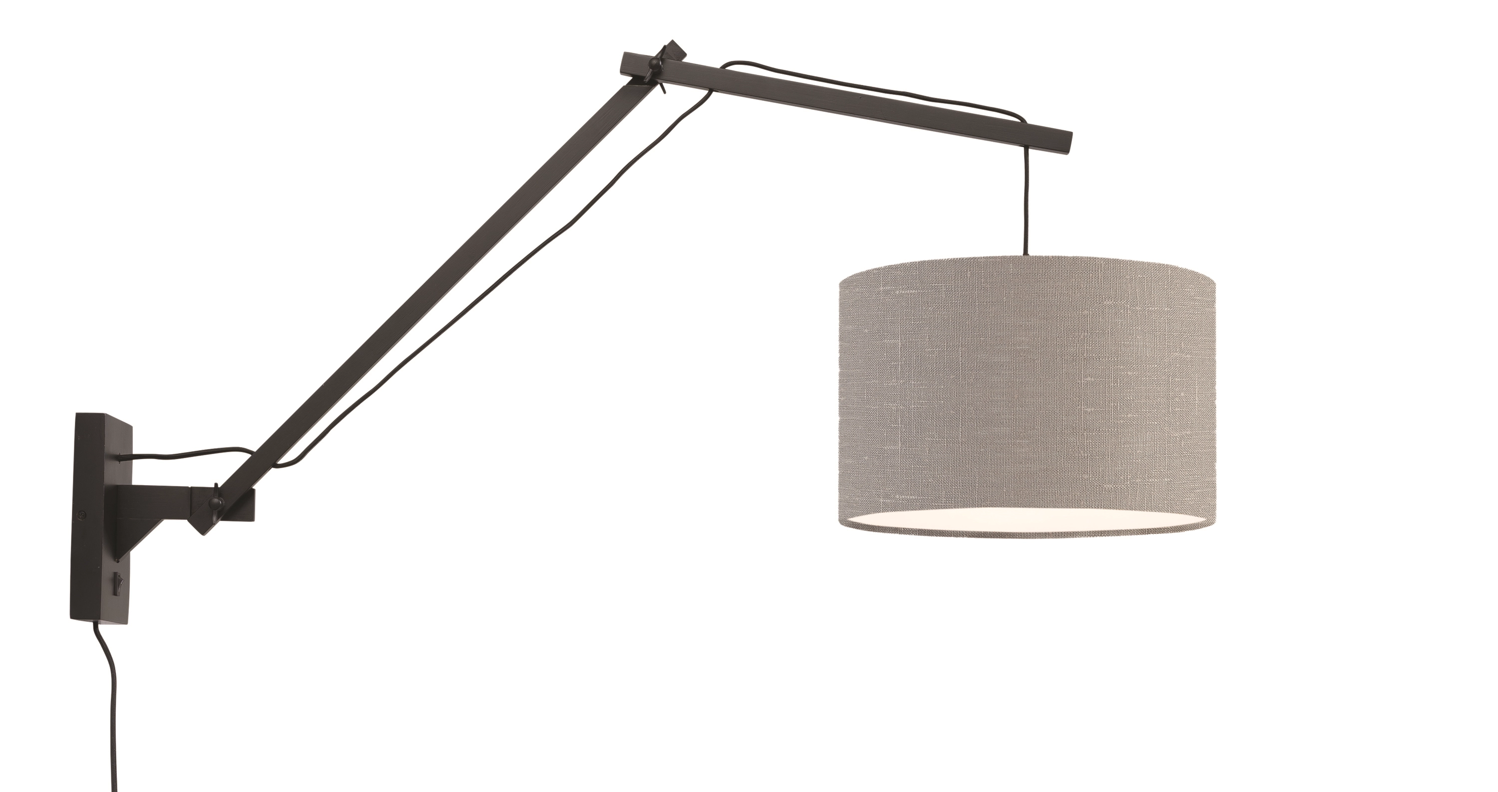 Een Wandlamp Andes bamboe zw. kap 33x20cm ecolin l.grijs L koop je bij Meubels and More