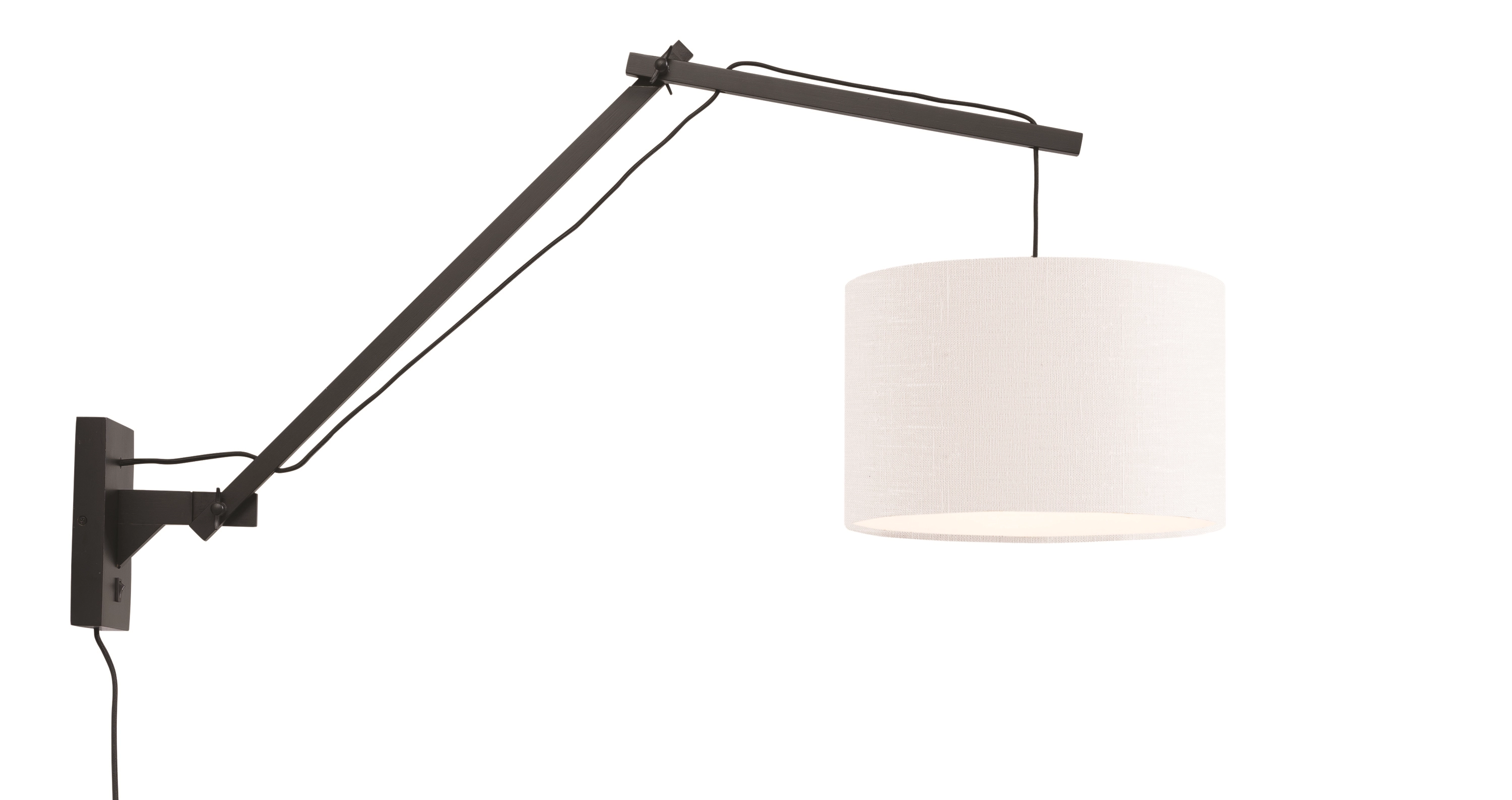 Een Wandlamp Andes bamboe zw. kap 33x20cm ecolin wit L koop je bij Meubels and More