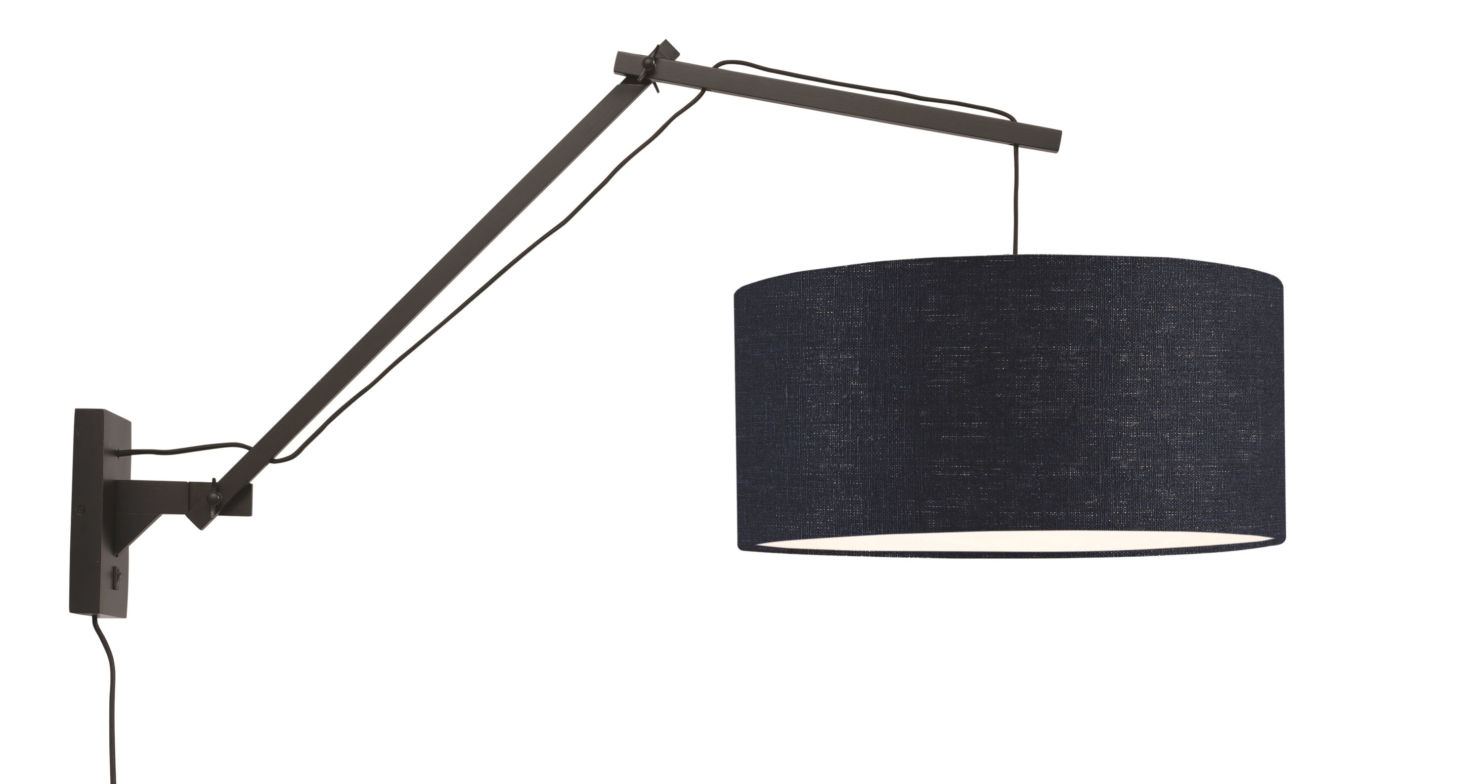 Een Wandlamp Andes bamboe zw. kap 47x23cm ecolin bl.denim L koop je bij Meubels and More