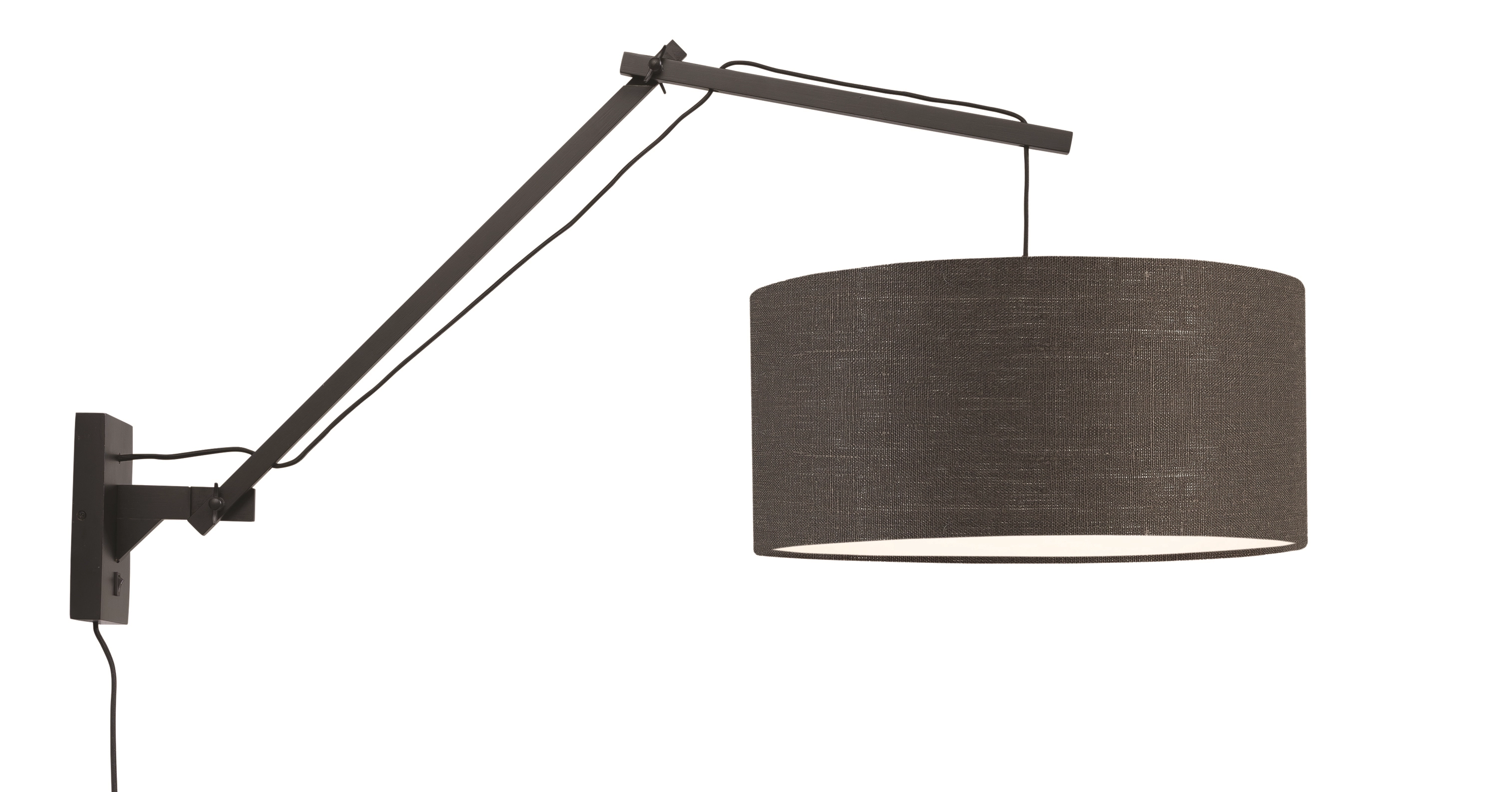 Een Wandlamp Andes bamboe zw. kap 47x23cm ecolin d.grijs L koop je bij Meubels and More