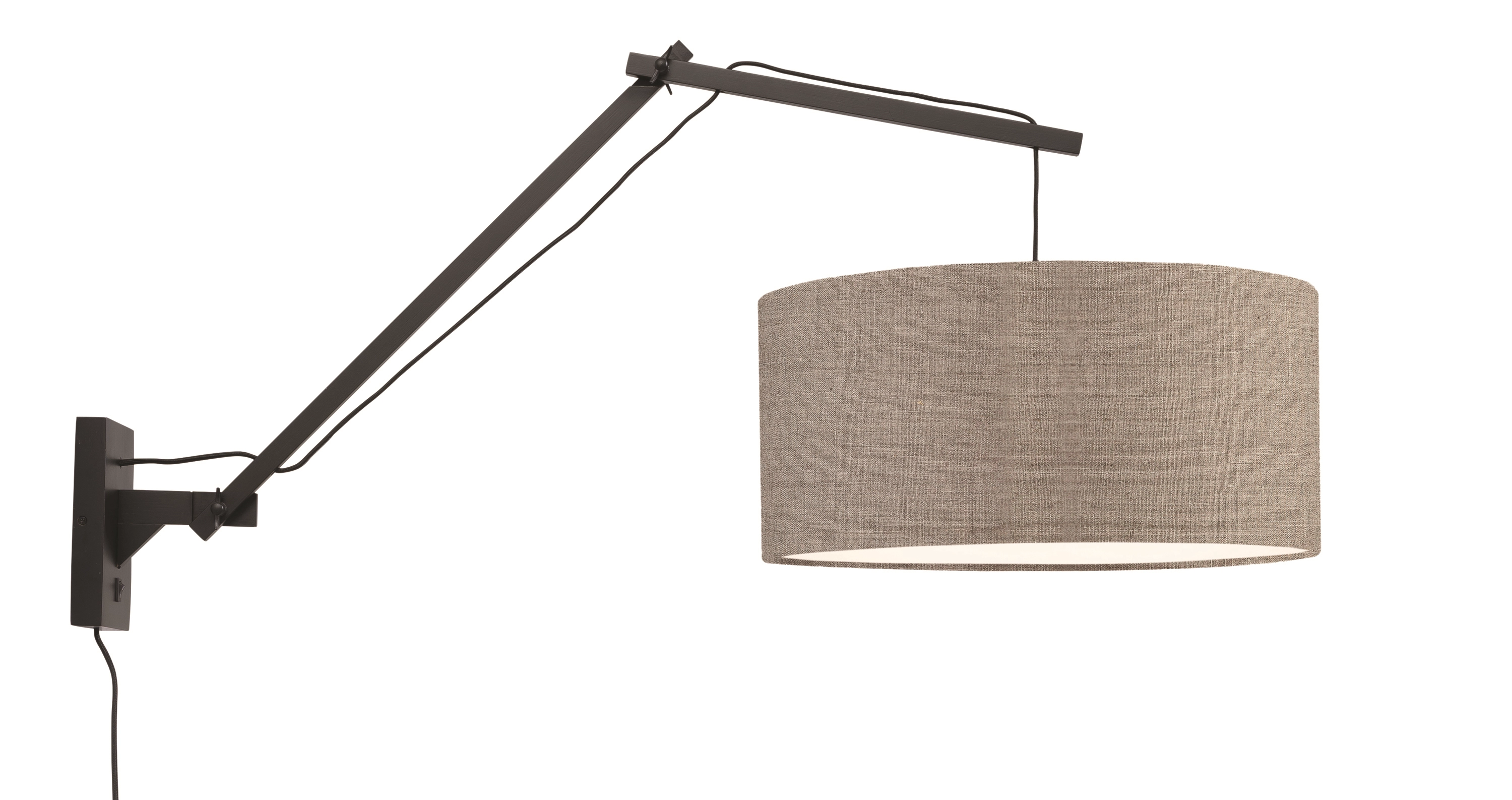 Een Wandlamp Andes bamboe zw. kap 47x23cm ecolin donker L koop je bij Meubels and More