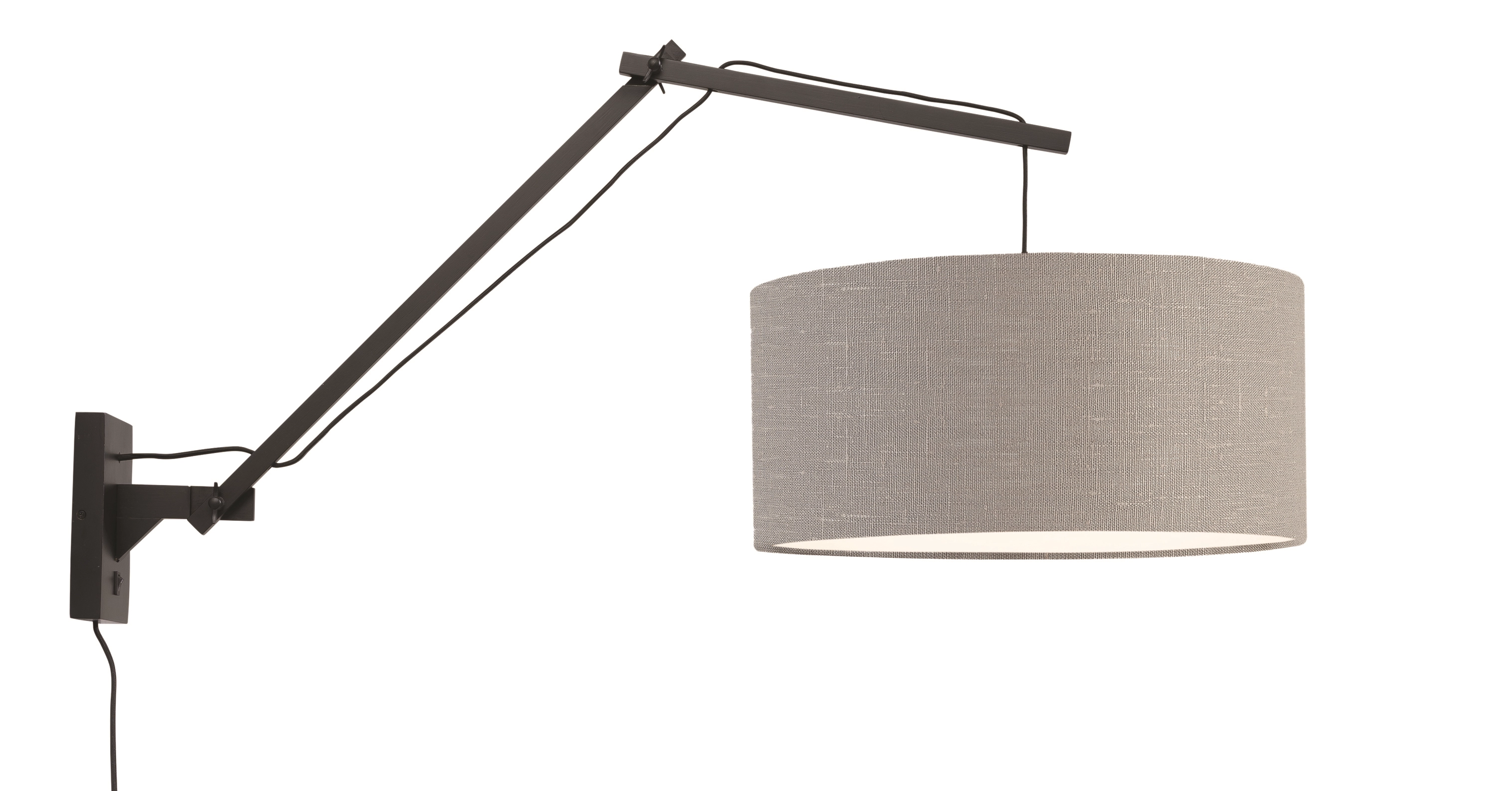 Een Wandlamp Andes bamboe zw. kap 47x23cm ecolin l.grijs L koop je bij Meubels and More