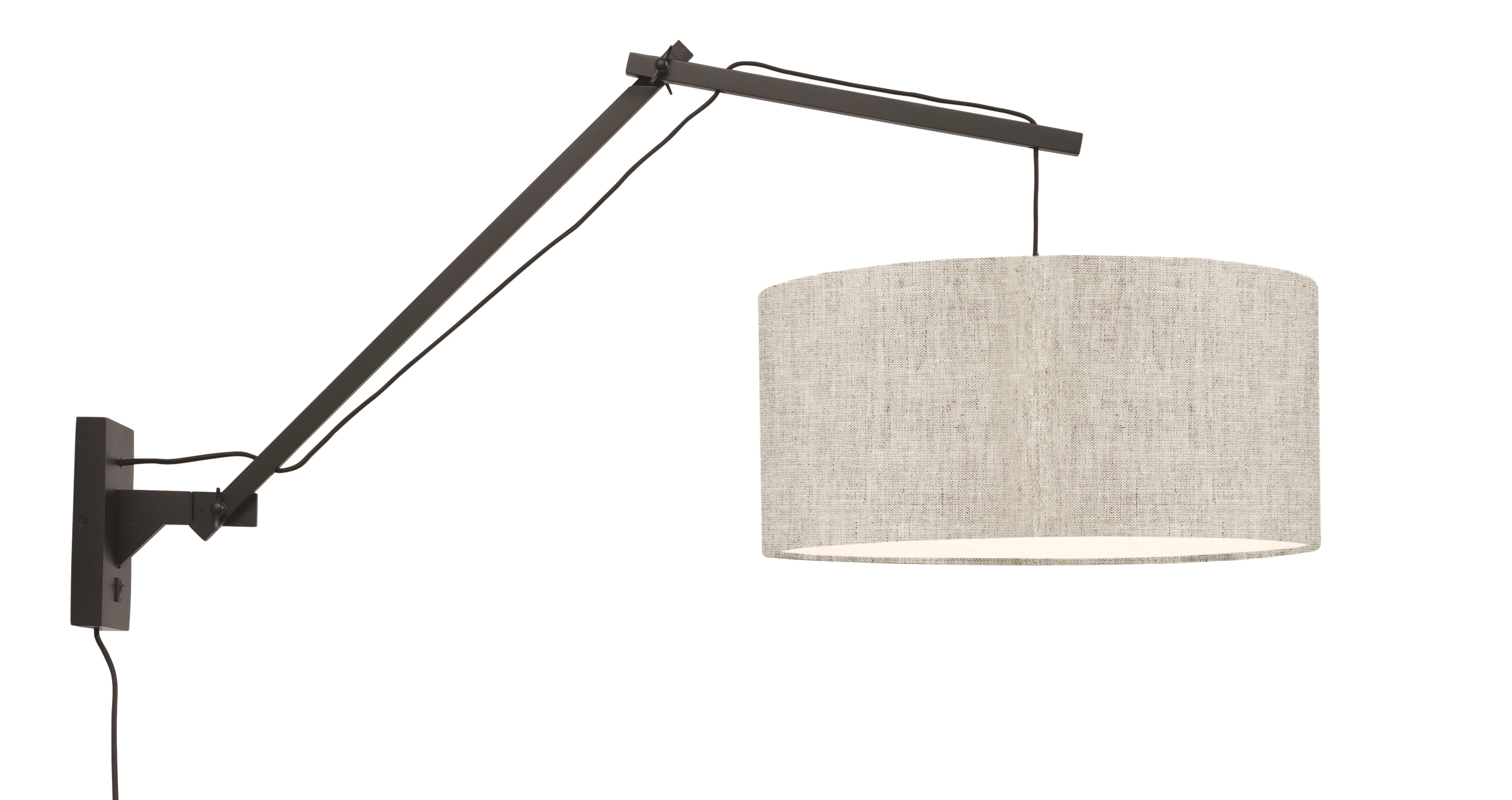 Een Wandlamp Andes bamboe zw. kap 47x23cm ecolin licht L koop je bij Meubels and More