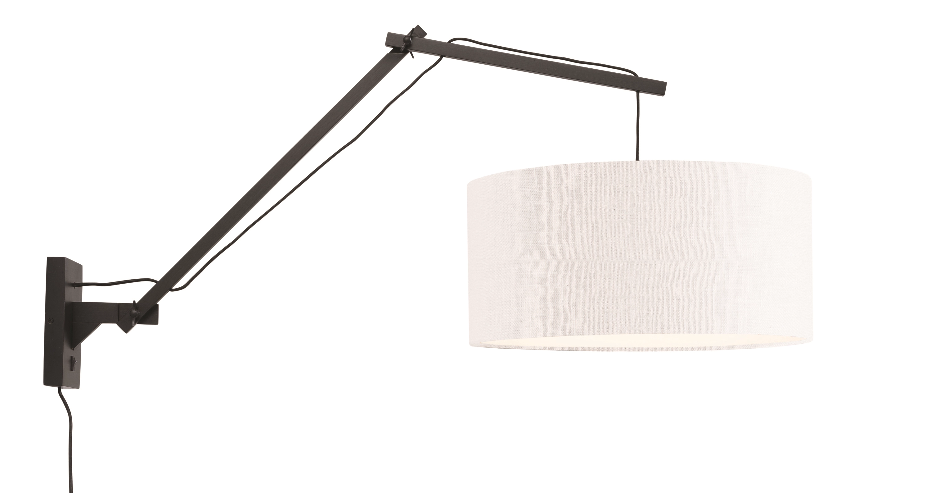 Een Wandlamp Andes bamboe zw. kap 47x23cm ecolin wit L koop je bij Meubels and More