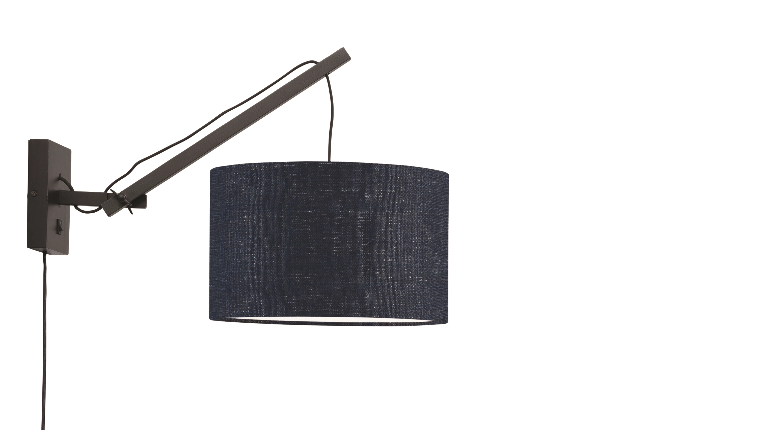 Een Wandlamp Andes bamboe zwart kap 32x20cm ecolin bl.denim S koop je bij Meubels and More