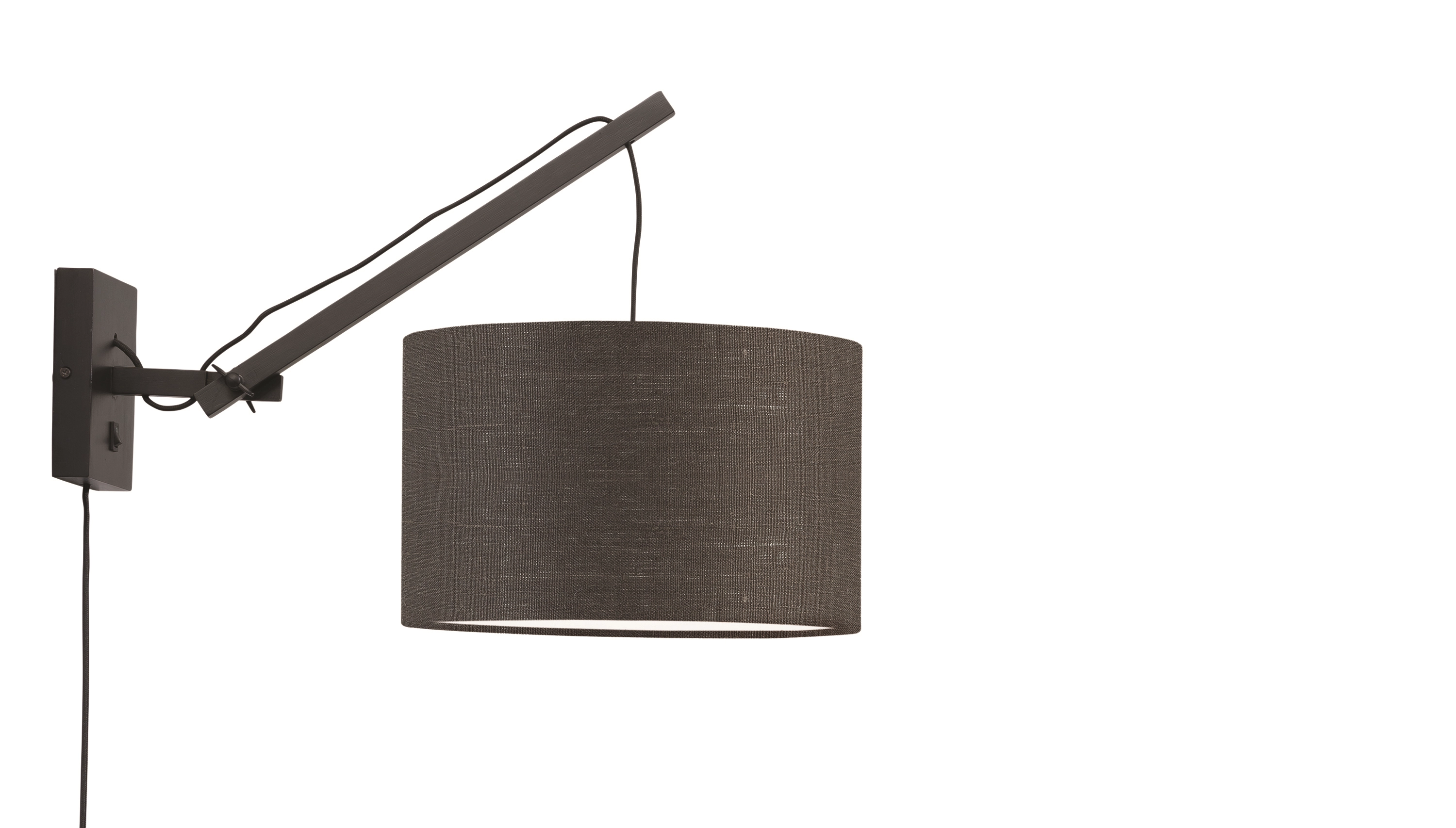 Een Wandlamp Andes bamboe zwart kap 32x20cm ecolin d.grijs S koop je bij Meubels and More