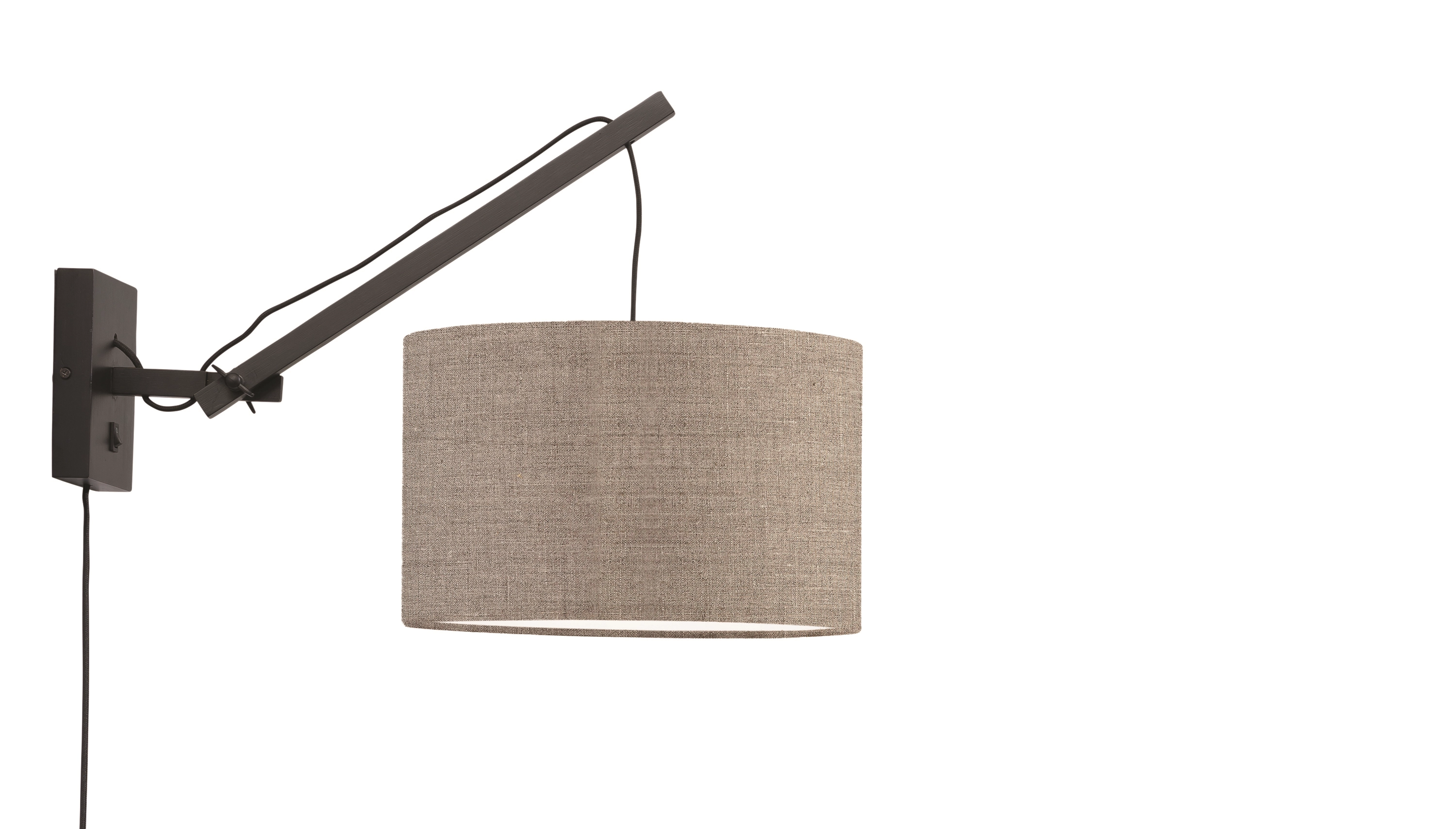 Een Wandlamp Andes bamboe zwart kap 32x20cm ecolin donker S koop je bij Meubels and More