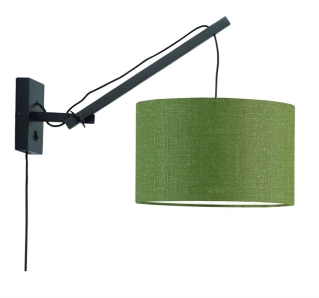 Een Wandlamp Andes bamboe zwart kap 32x20cm ecolin gr.forest S koop je bij Meubels and More