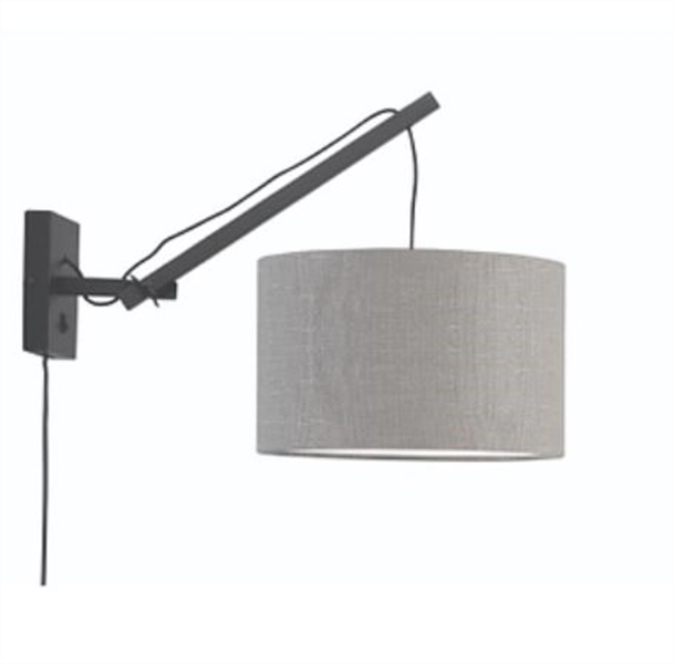 Een Wandlamp Andes bamboe zwart kap 32x20cm ecolin l.grijs S koop je bij Meubels and More