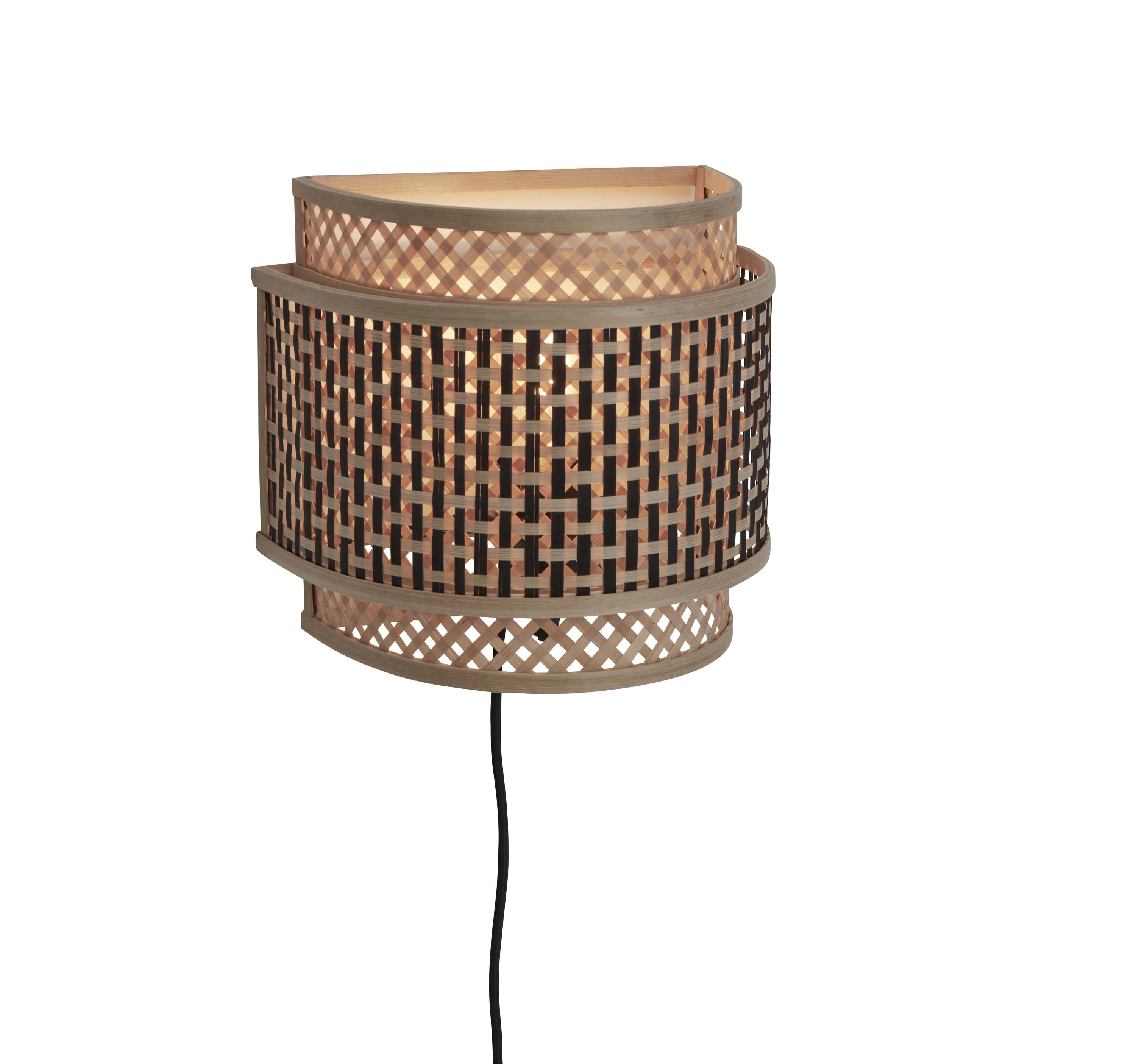 Een Wandlamp Bhutan bamboe halfrond 24xh.21cm zw naturel S koop je bij Meubels and More