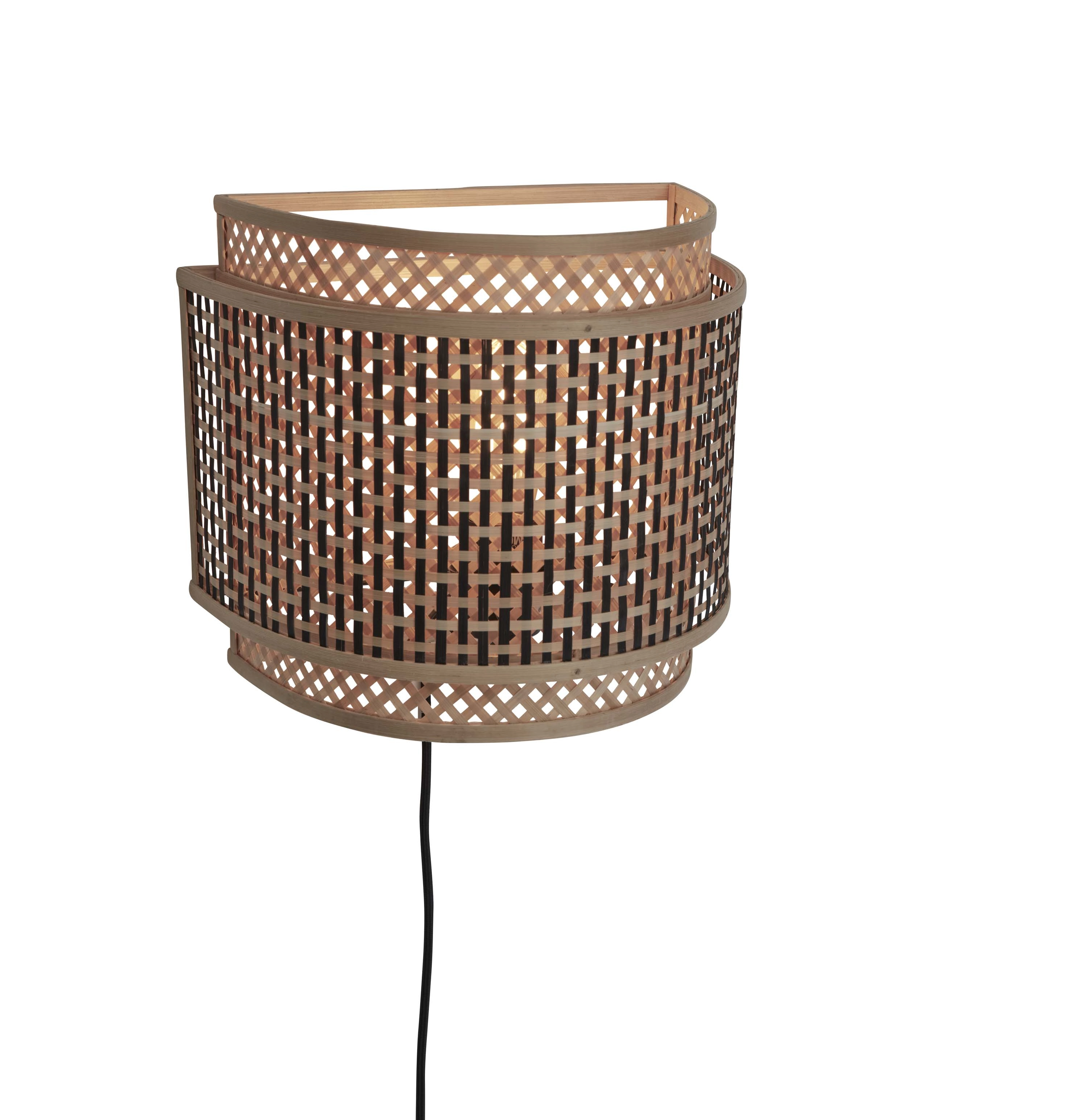 Een Wandlamp Bhutan bamboe halfrond 32xh.27cm zw naturel L koop je bij Meubels and More