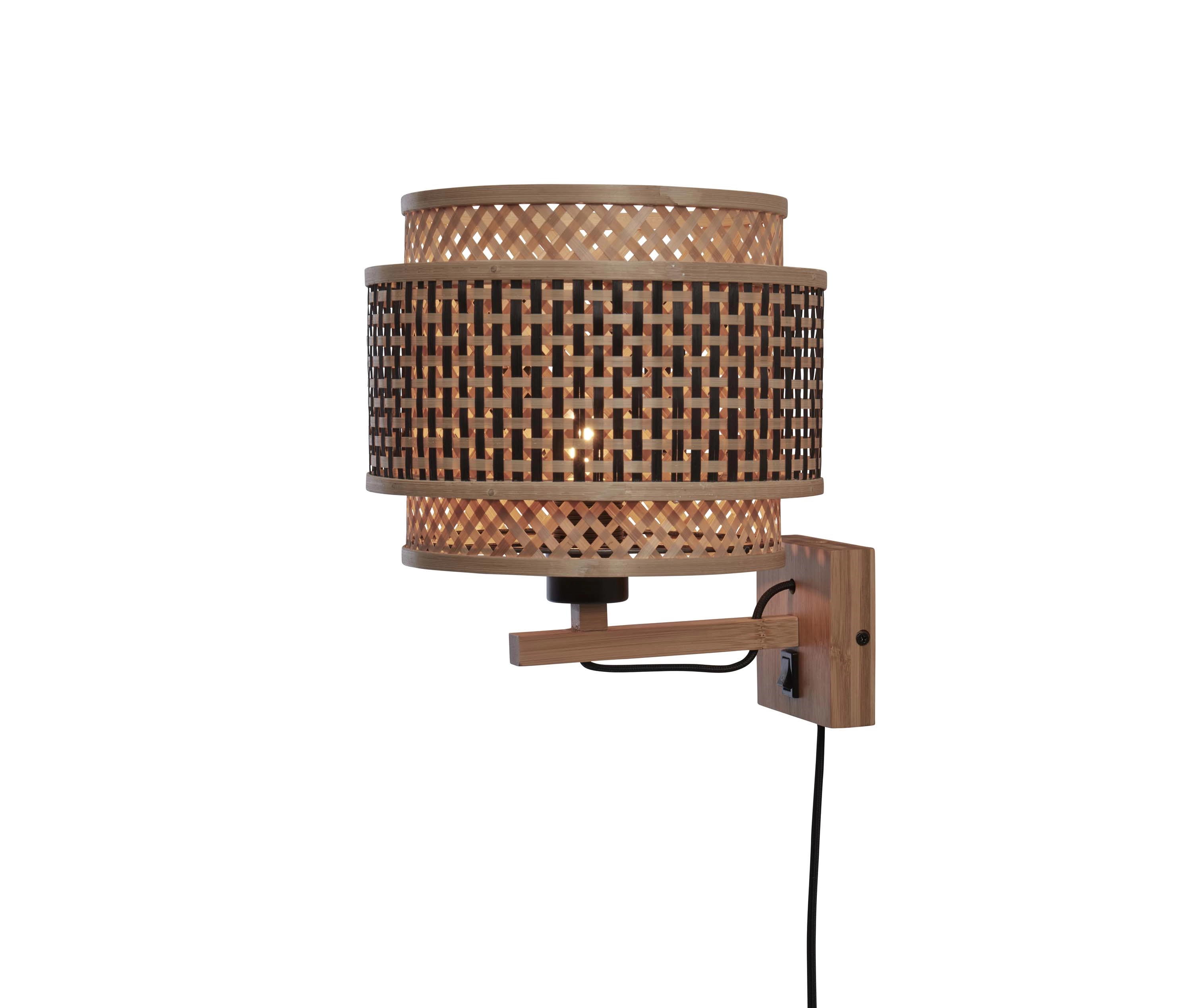 Een Wandlamp Bhutan bamboe nat. kap dia.25xh.20cm zw naturel koop je bij Meubels and More