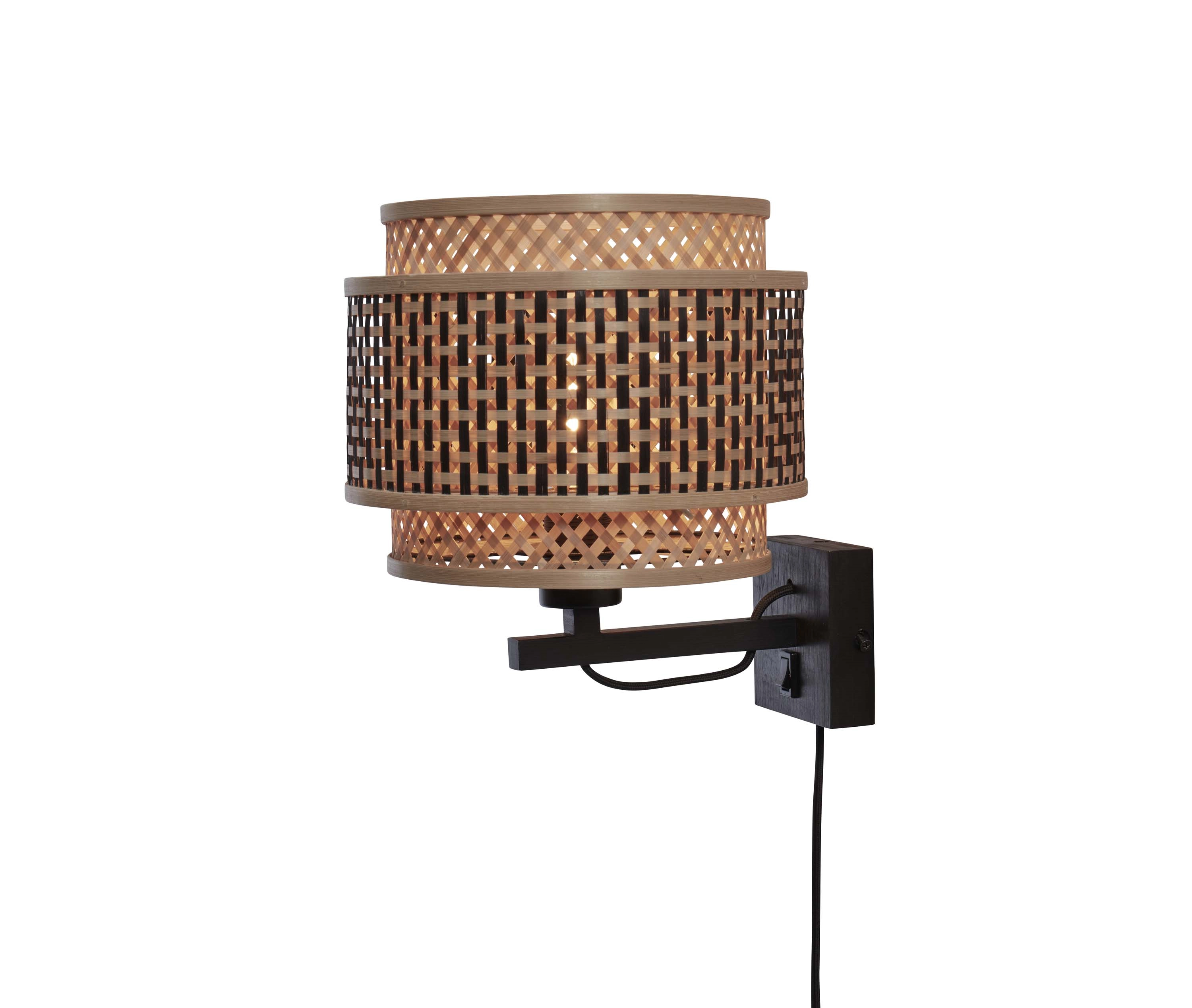 Een Wandlamp Bhutan bamboe zw. kap dia.25xh.20cm zw naturel koop je bij Meubels and More