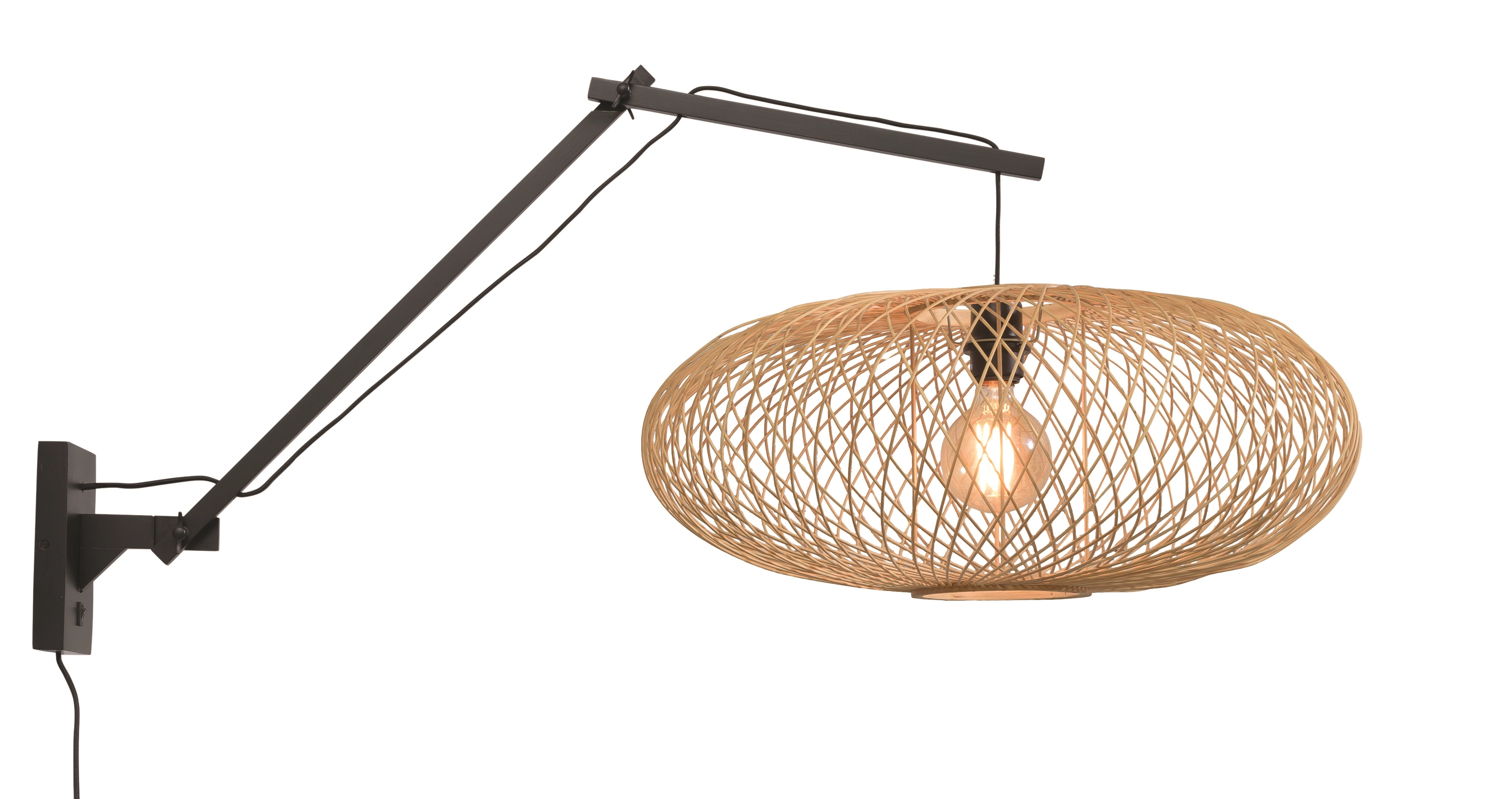 Een Wandlamp Cango bamboe zw. kap dia.60x25cm naturel L koop je bij Meubels and More