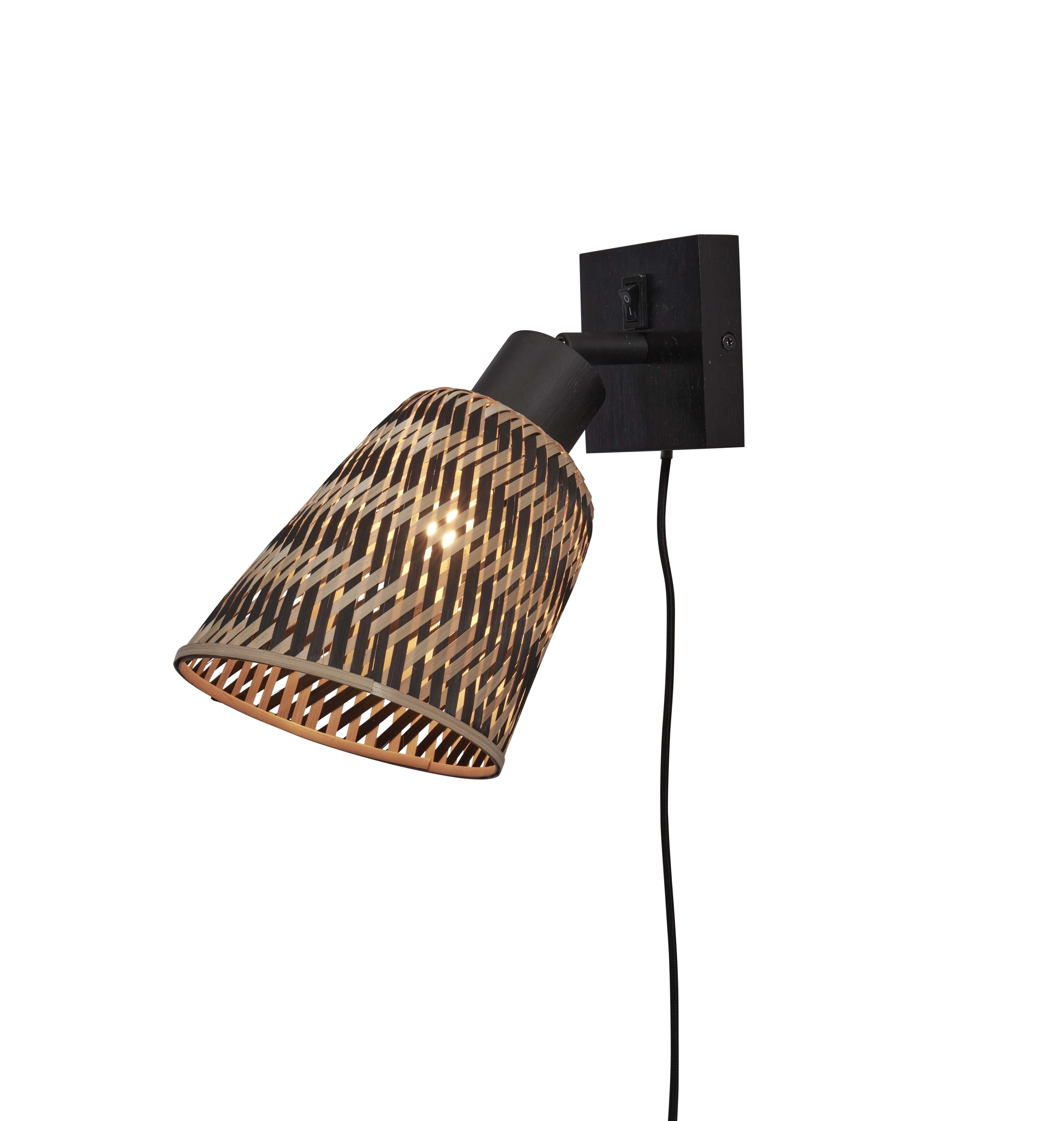 Een Wandlamp Java bamboe zwart dia.10x10cm kap 15x17cm zw nat. koop je bij Meubels and More