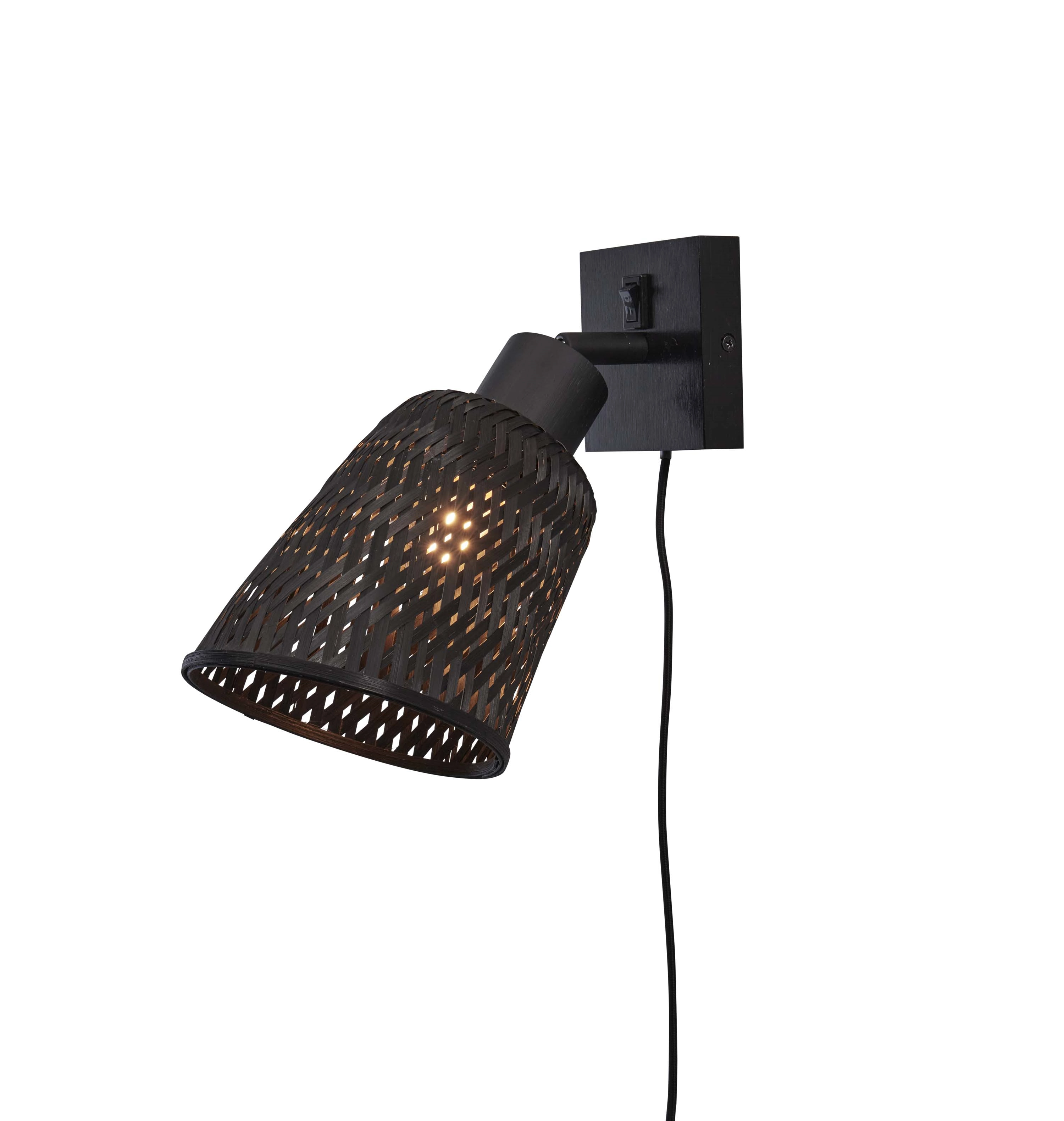 Een Wandlamp Java bamboe zwart dia.10x10cm kap 15x17cm zwart koop je bij Meubels and More