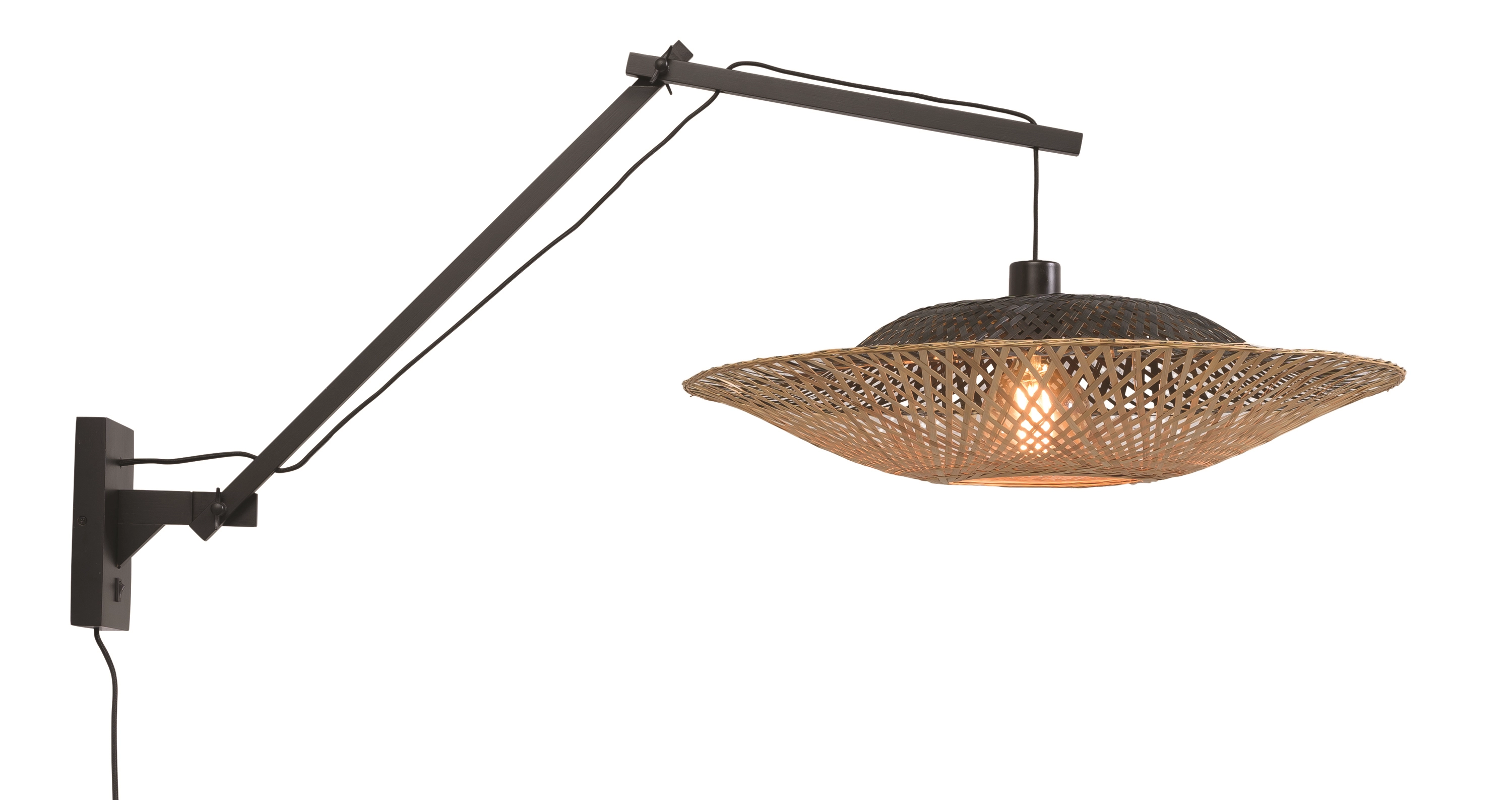 Een Wandlamp Kalimantan bamb zw. kap horiz 60x15cm z n L koop je bij Meubels and More