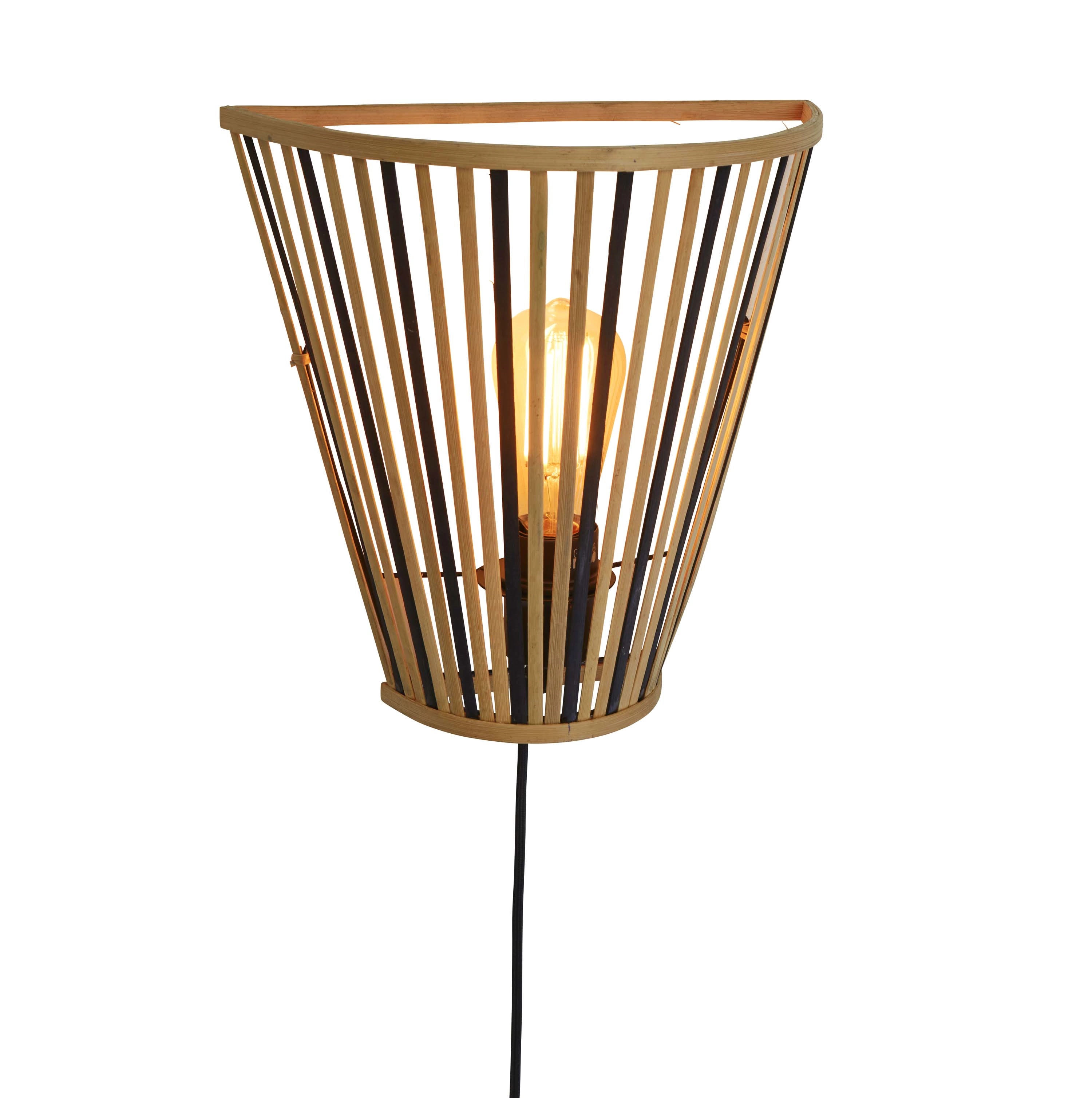 Een Wandlamp Merapi bamboe tapered 30xh.30cm zw nat. koop je bij Meubels and More