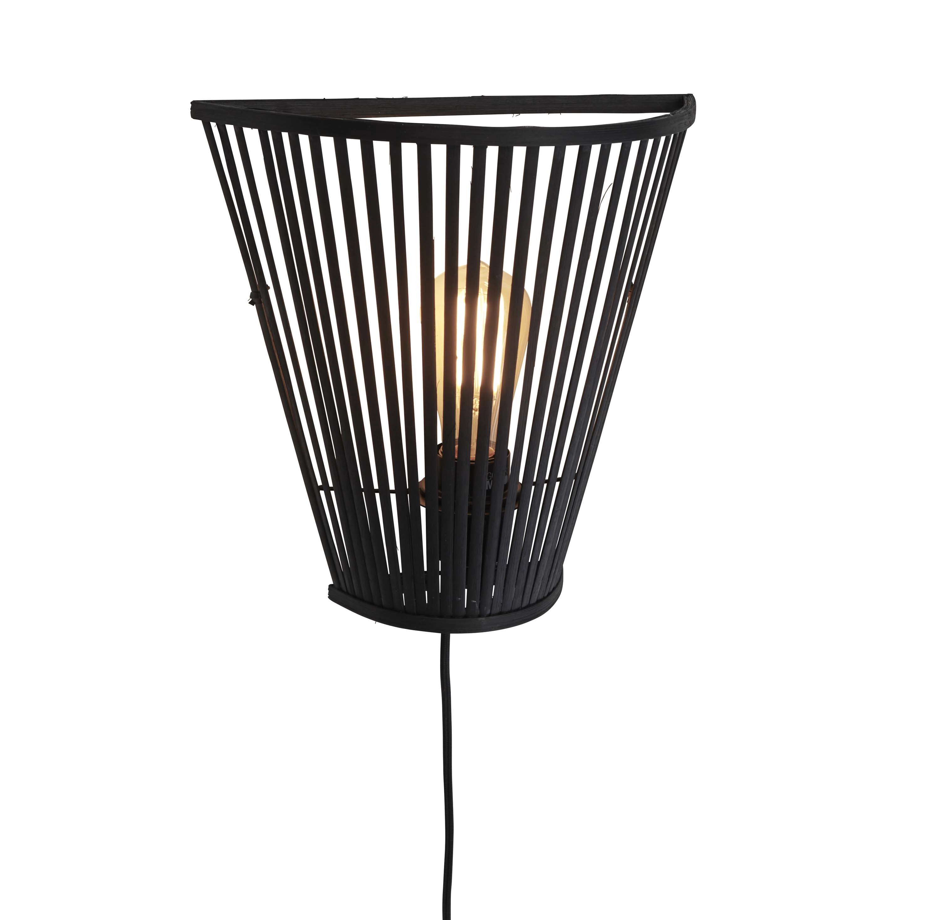 Een Wandlamp Merapi bamboe tapered 30xh.30cm zwart koop je bij Meubels and More