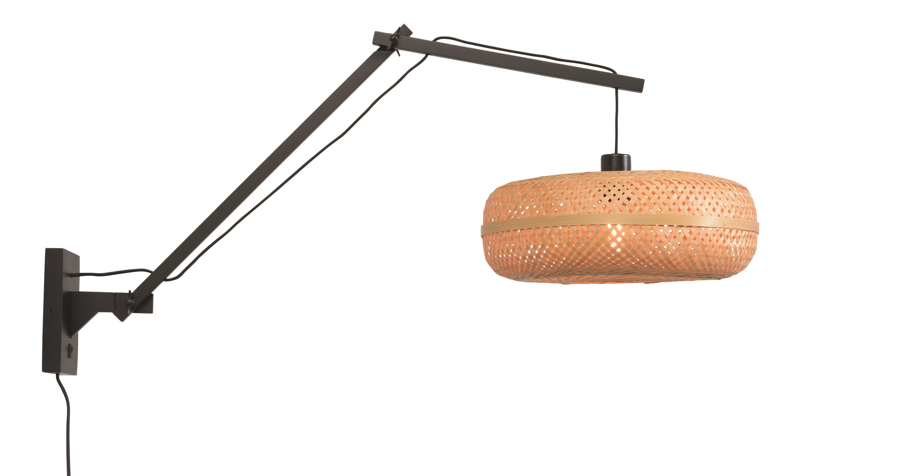 Een Wandlamp Palawan bamboe zw. kap 40x15cm naturel L koop je bij Meubels and More