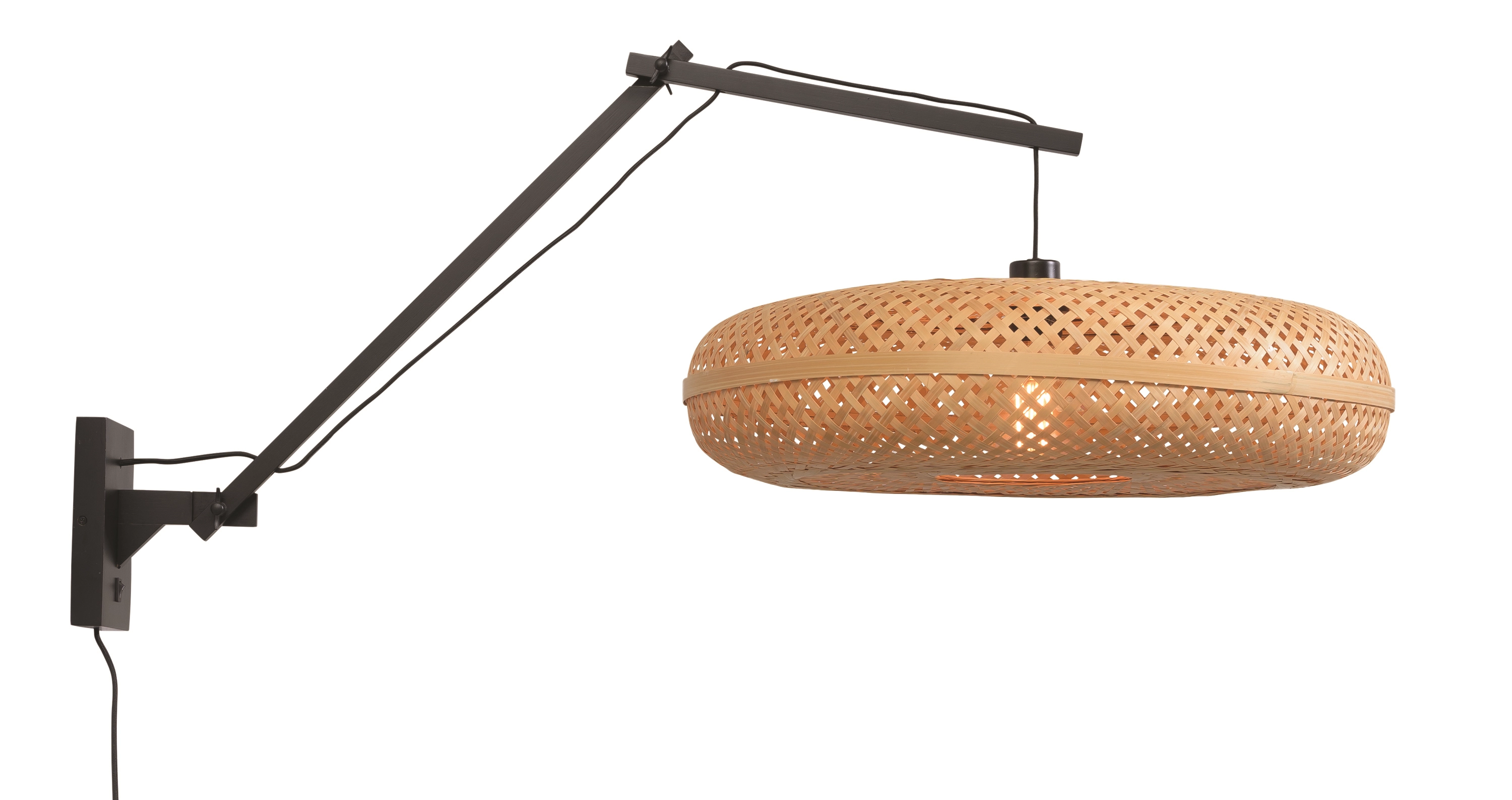 Een Wandlamp Palawan bamboe zw. kap 60x15cm naturel L koop je bij Meubels and More