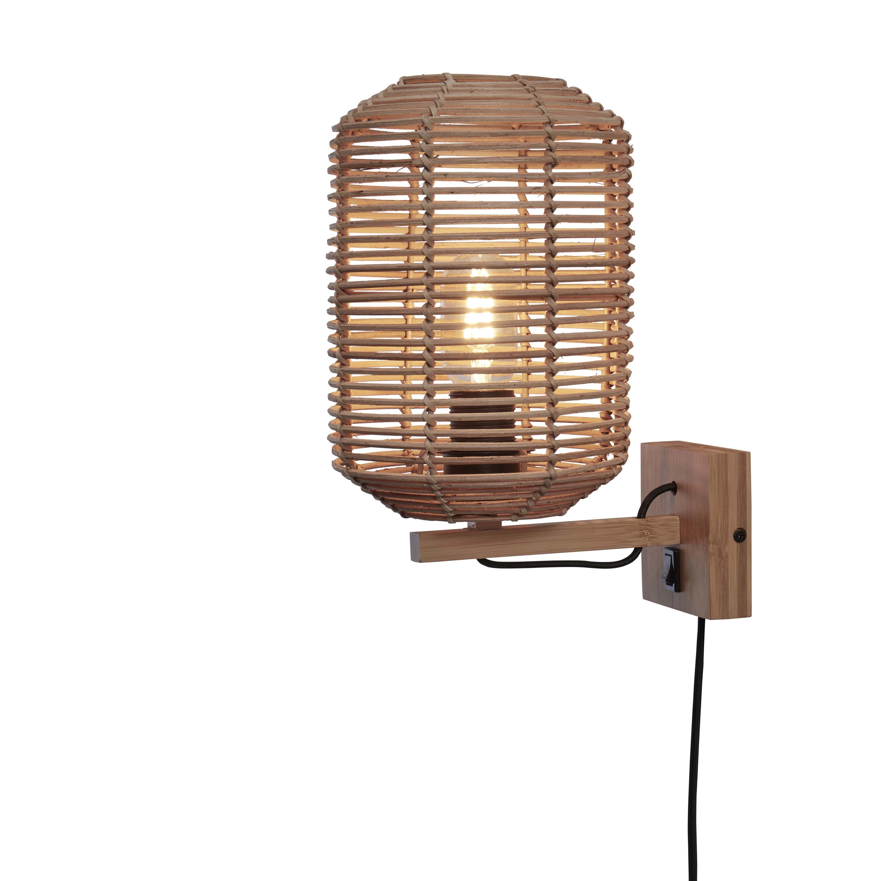 Een Wandlamp Tanami rotan koker S dia.18xh.25cm naturel koop je bij Meubels and More