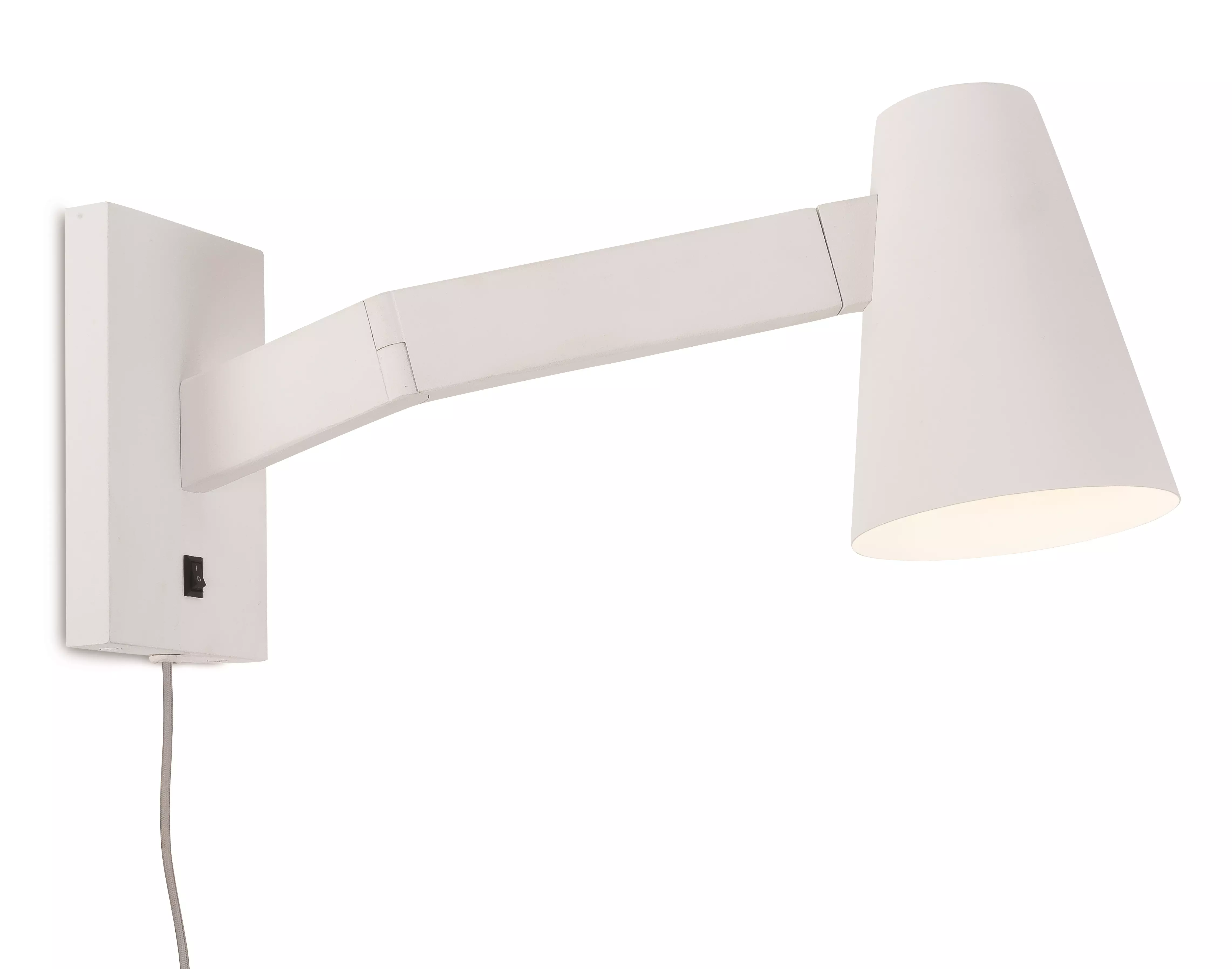 Een Wandlamp ijzer Biarritz h.22xb.40cm kap dia.12xh.16cm wit koop je bij Meubels and More