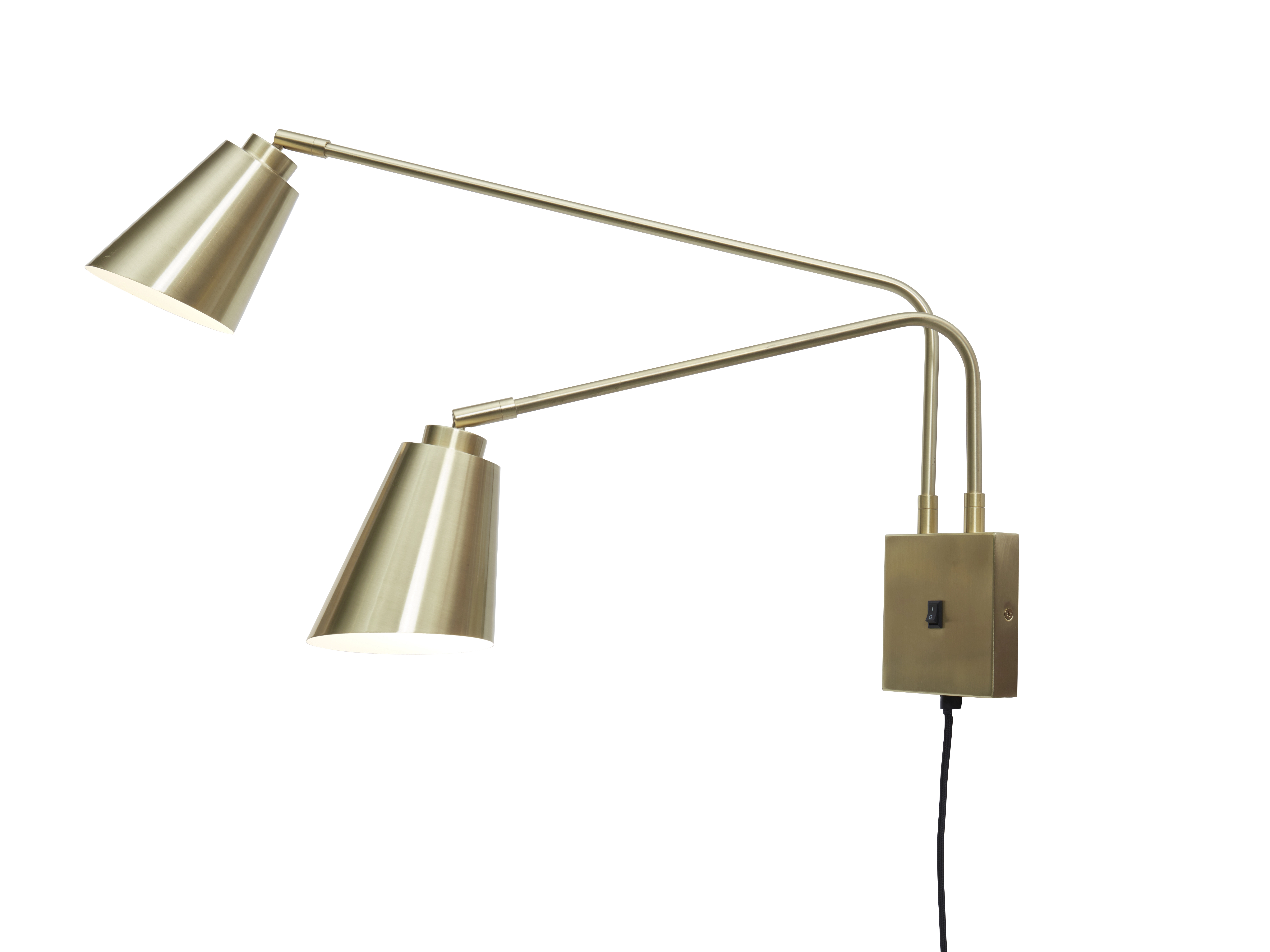 Een Wandlamp ijzer Bremen 2-arm h.45xl.130cm kap 18x15cm goud koop je bij Meubels and More