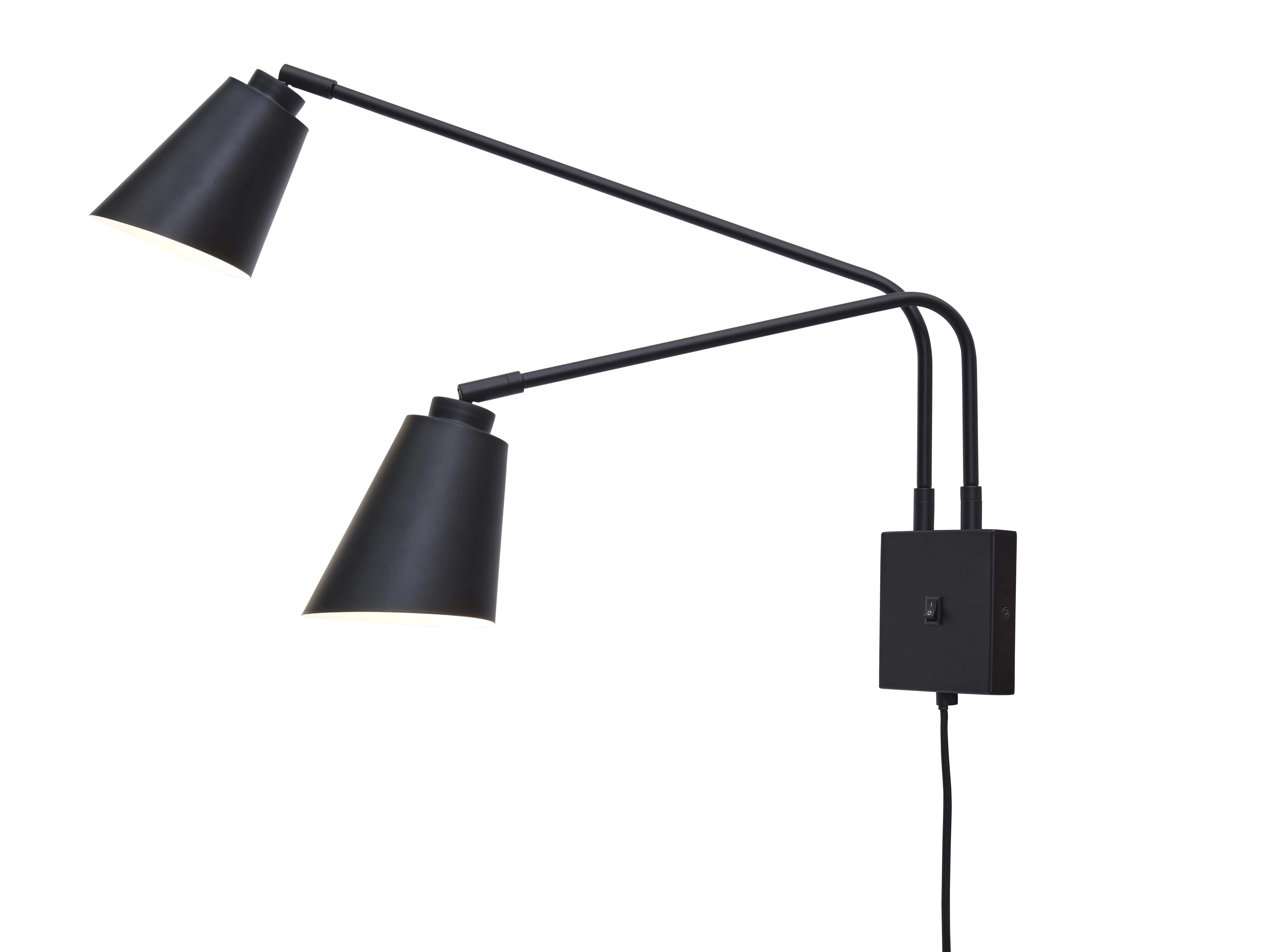 Een Wandlamp ijzer Bremen 2-arm h.45xl.130cm kap 18x15cm zwart koop je bij Meubels and More