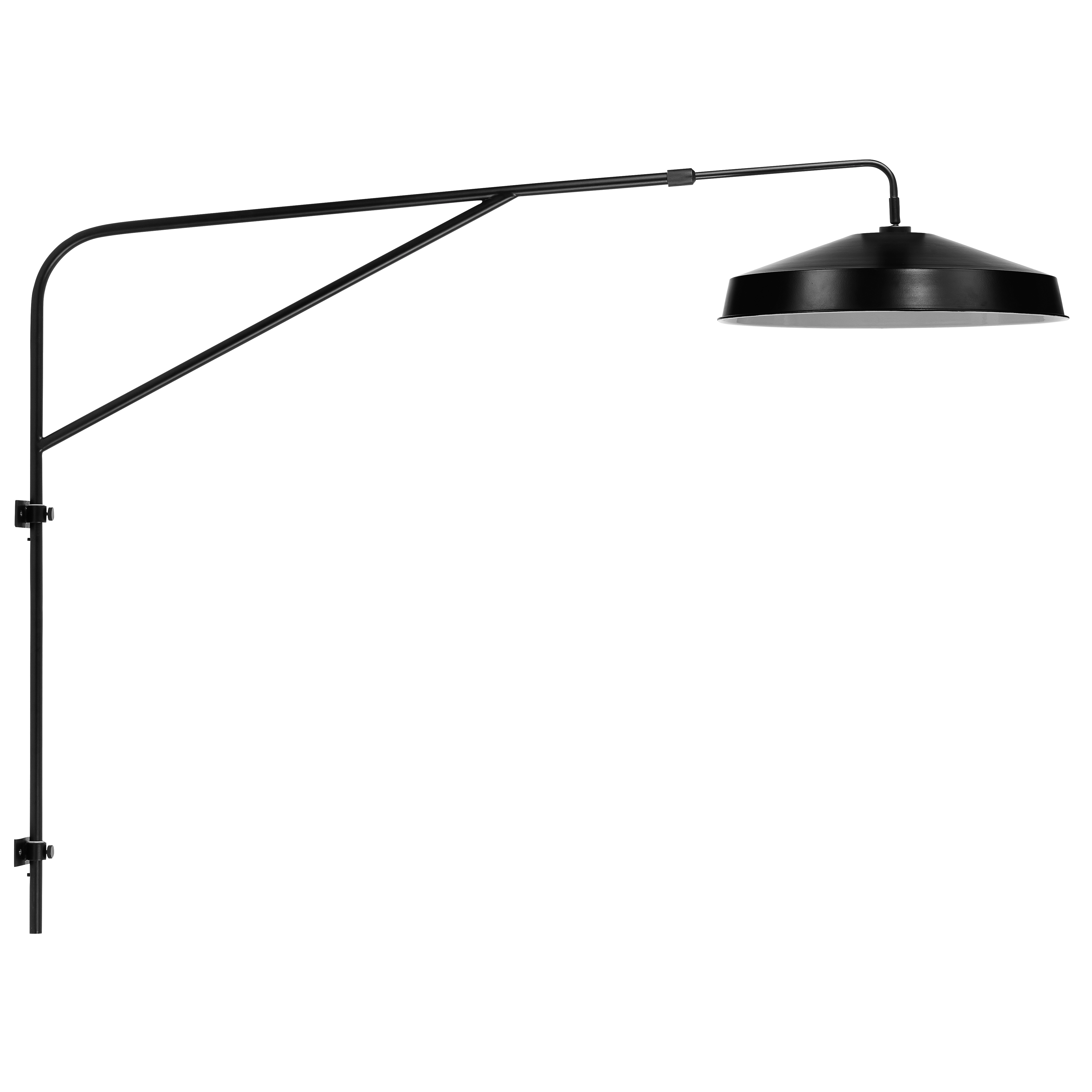 Een Wandlamp ijzer Brighton l.155cm mat zwart kap ijzer zwart rond 51x14cm koop je bij Meubels and More