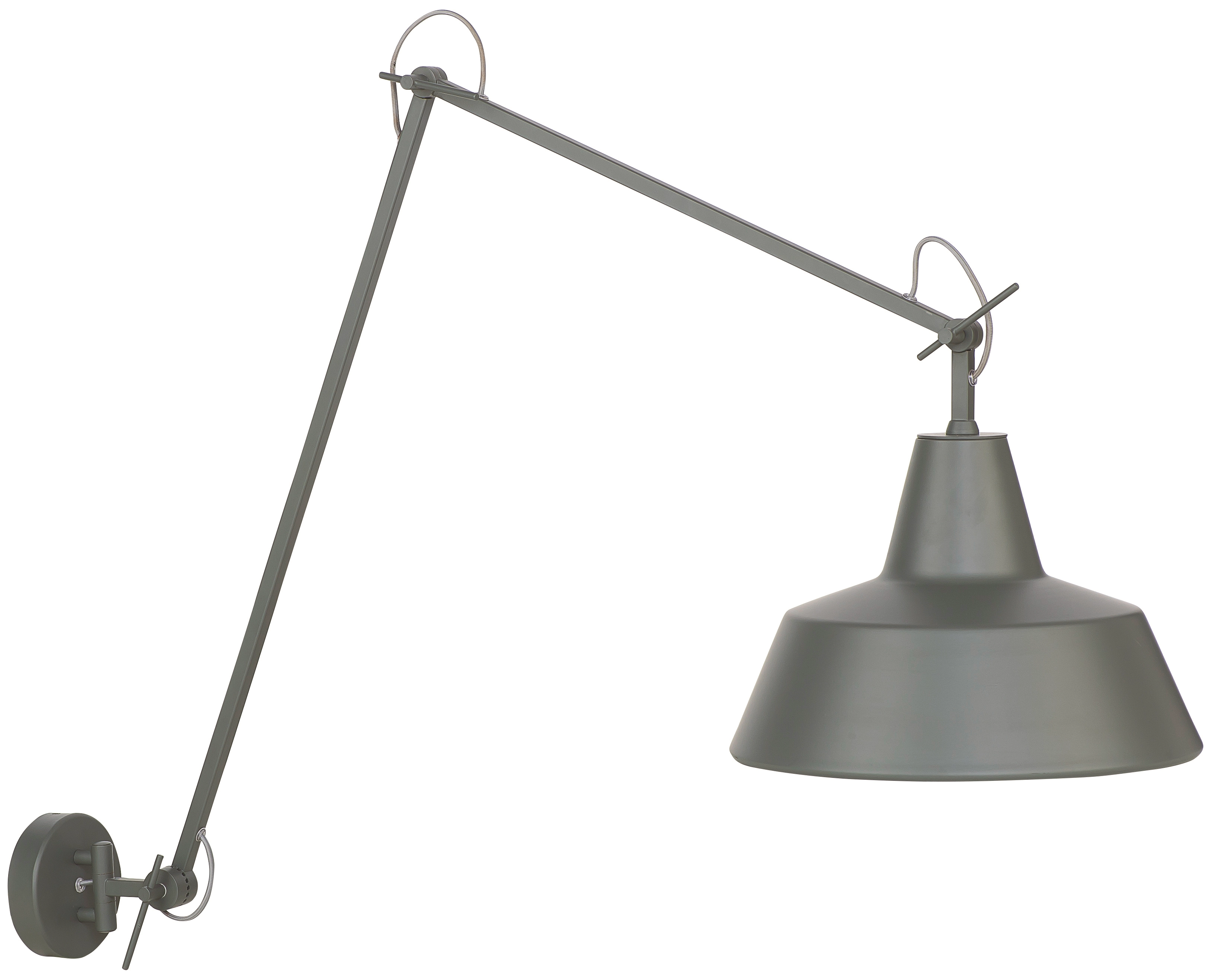 Een Wandlamp ijzer Chicago h.80cm l.60-130cm kap dia.36xh.24cm mat grijsgroen koop je bij Meubels and More