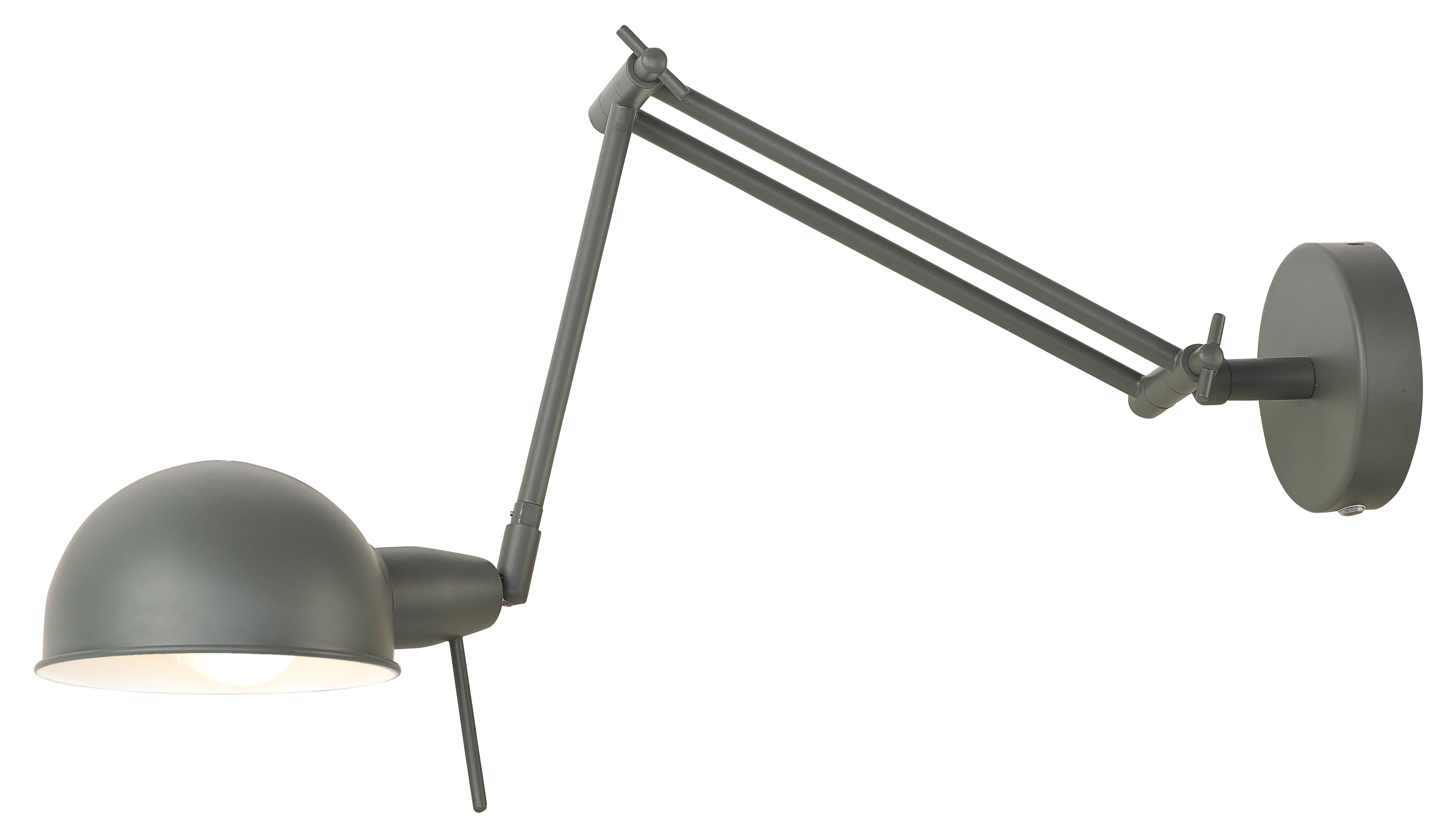 Een Wandlamp ijzer Glasgow h.37cm l.50-80cm kap dia.15xh.9cm mat grijsgroen koop je bij Meubels and More