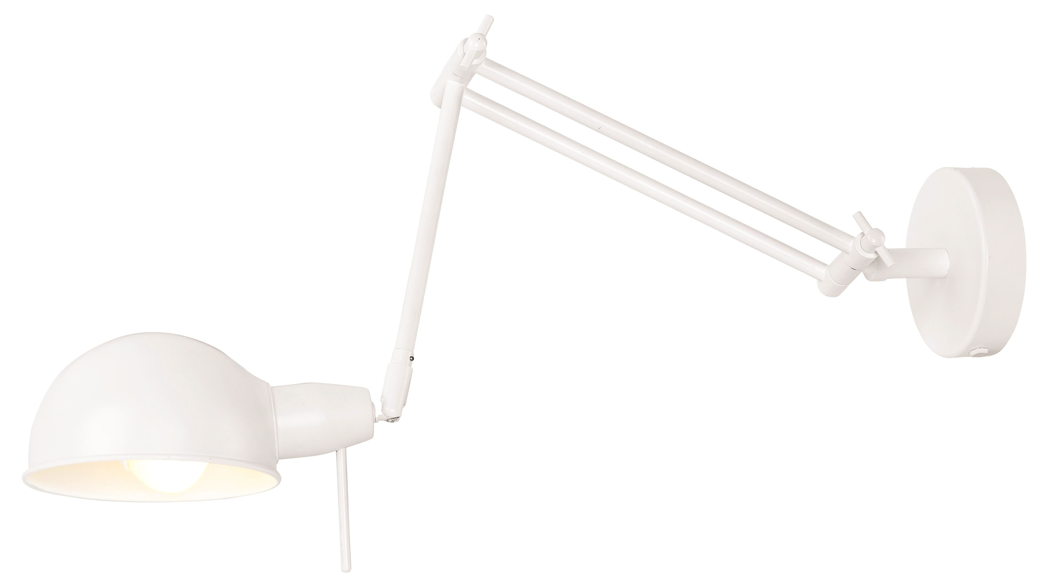 Een Wandlamp ijzer Glasgow h.37cm l.50-80cm kap dia.15xh.9cm mat wit koop je bij Meubels and More