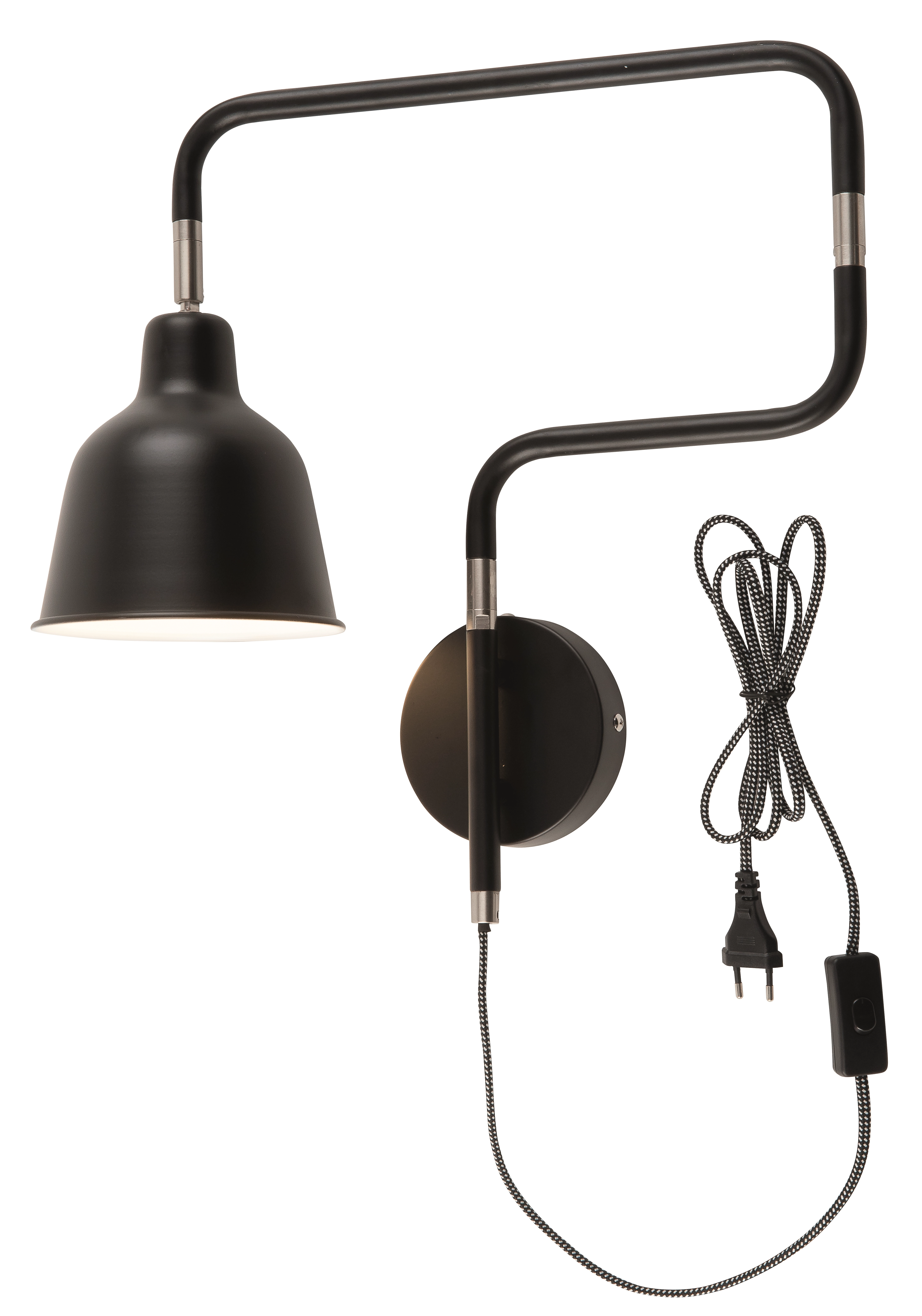 Een Wandlamp ijzer London b.44xh.40cm kap dia.16xh.16cm zwart koop je bij Meubels and More