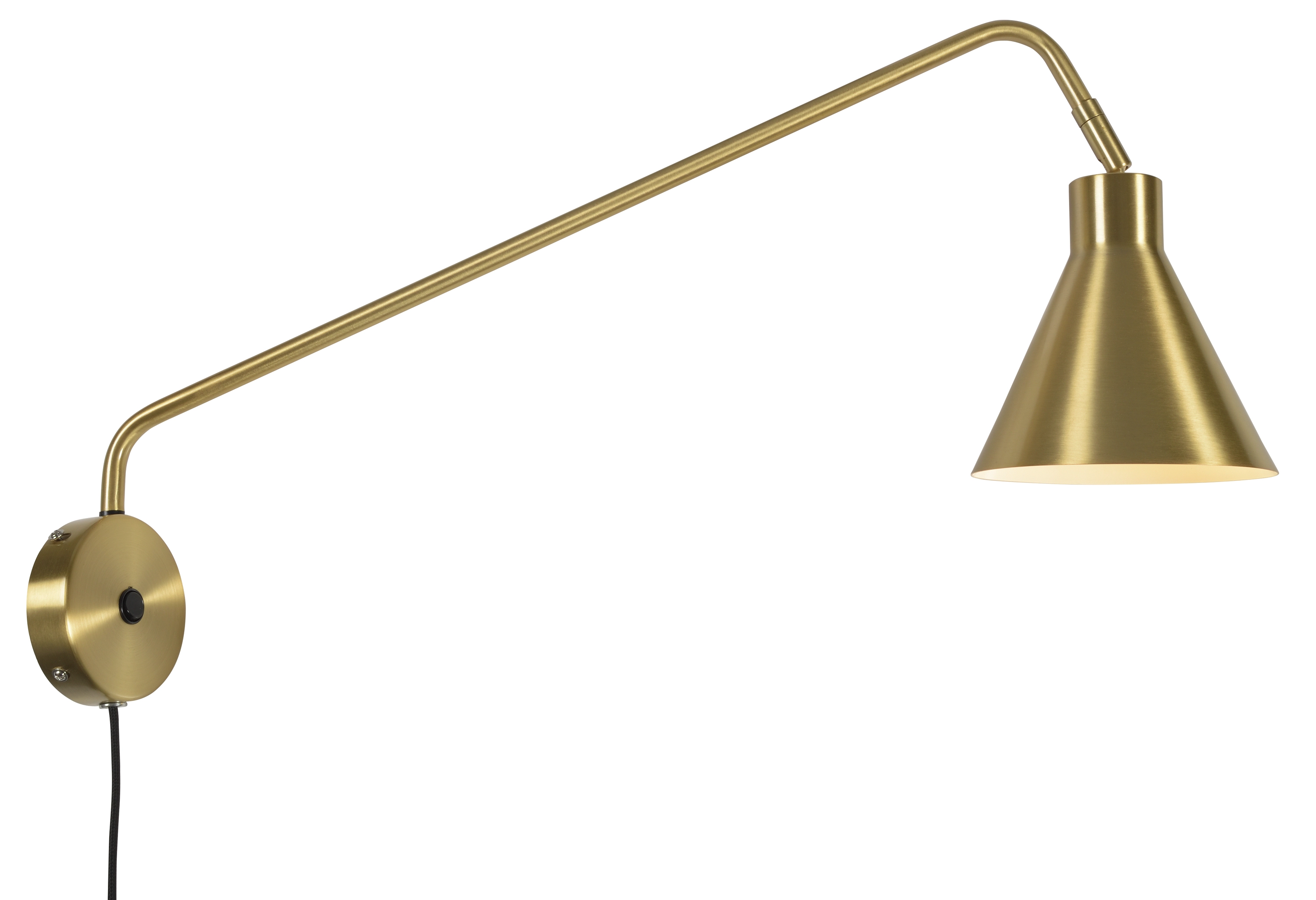 Een Wandlamp ijzer Lyon b.70xh.28cm kap.dia.16xh.17cm goud koop je bij Meubels and More