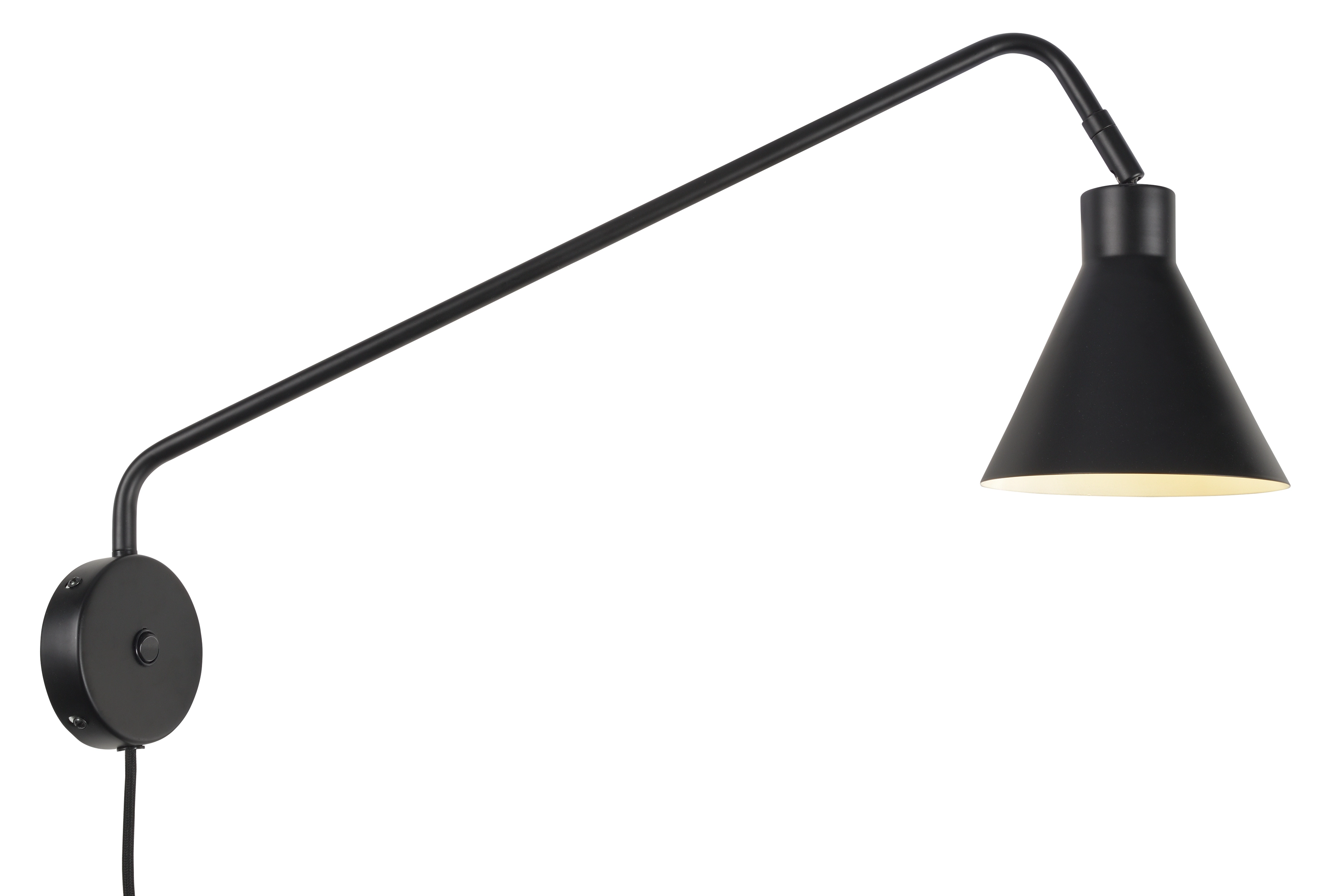 Een Wandlamp ijzer Lyon b.70xh.28cm kap.dia.16xh.17cm zwart koop je bij Meubels and More