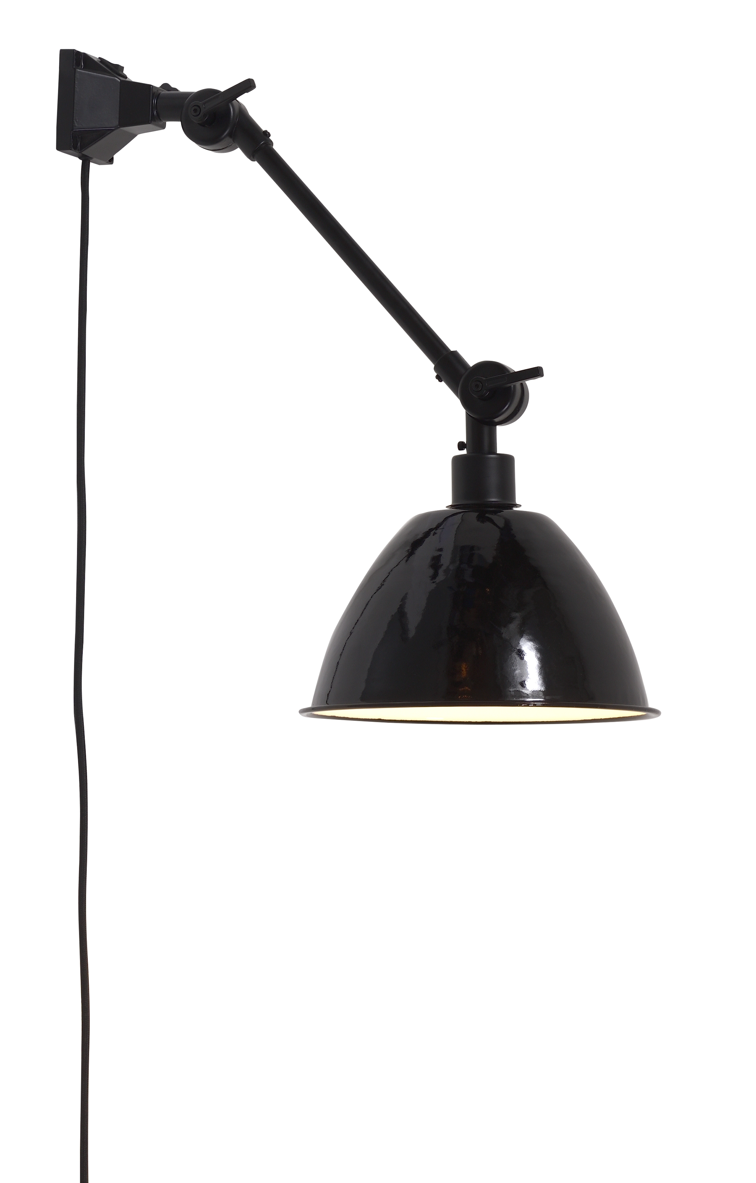 Een Wandlamp ijzer emaille Amsterdam h.30cm kap dia.25xh.15cm zwart S koop je bij Meubels and More