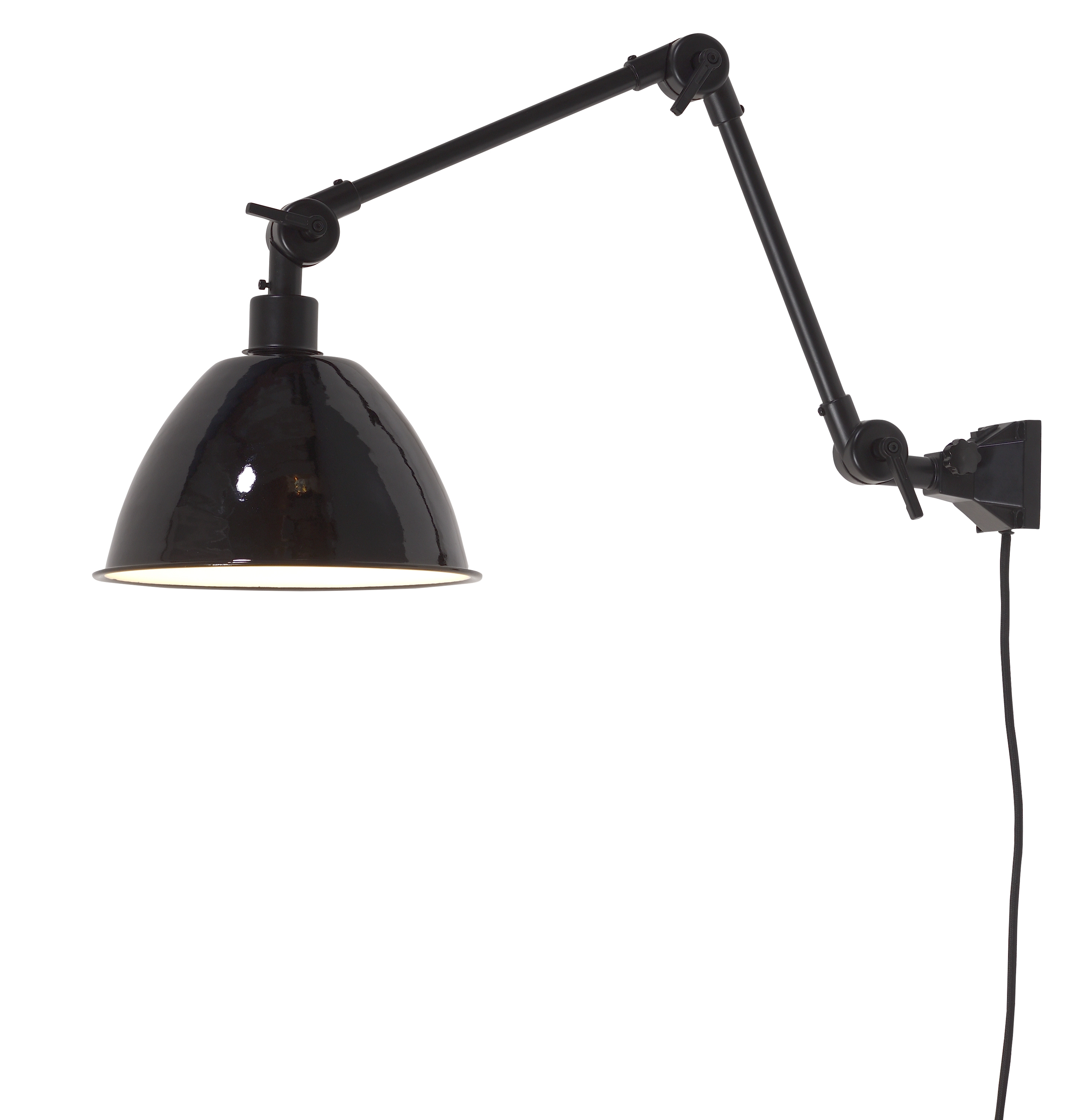 Een Wandlamp ijzer emaille Amsterdam h.60cm kap dia.25xh.15cm zwart M koop je bij Meubels and More