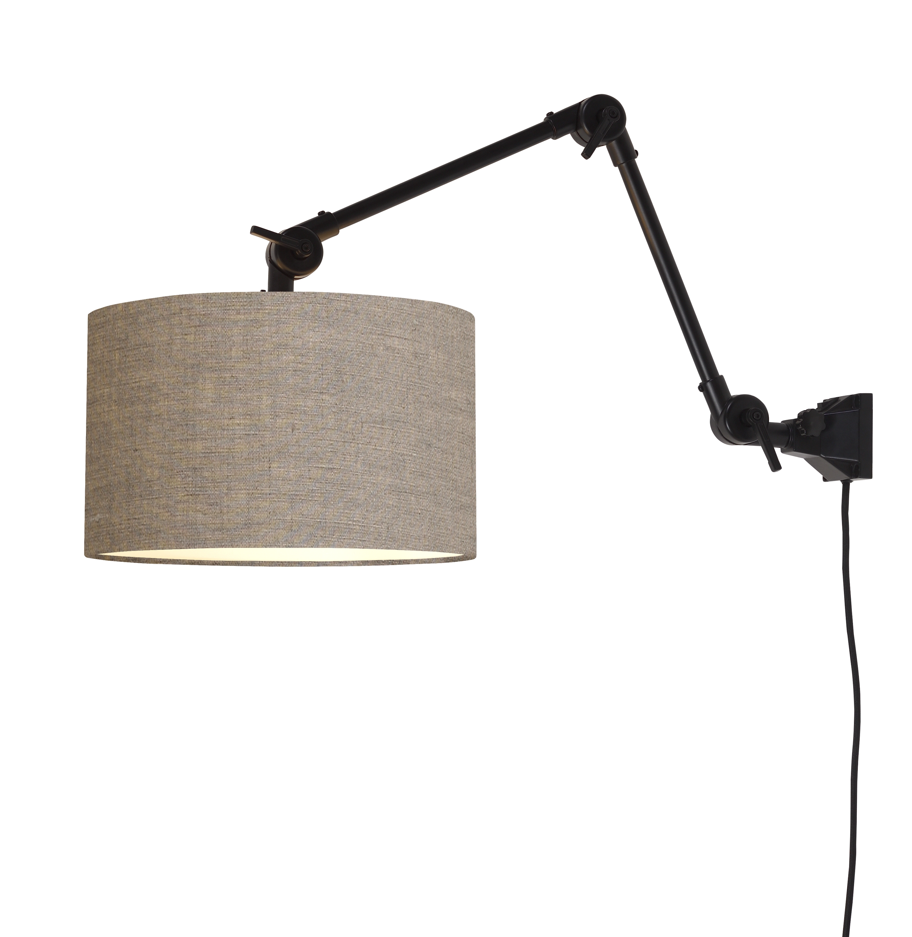 Een Wandlamp ijzer stof Amsterdam h.60cm kap 32x20cm d.linnen M koop je bij Meubels and More